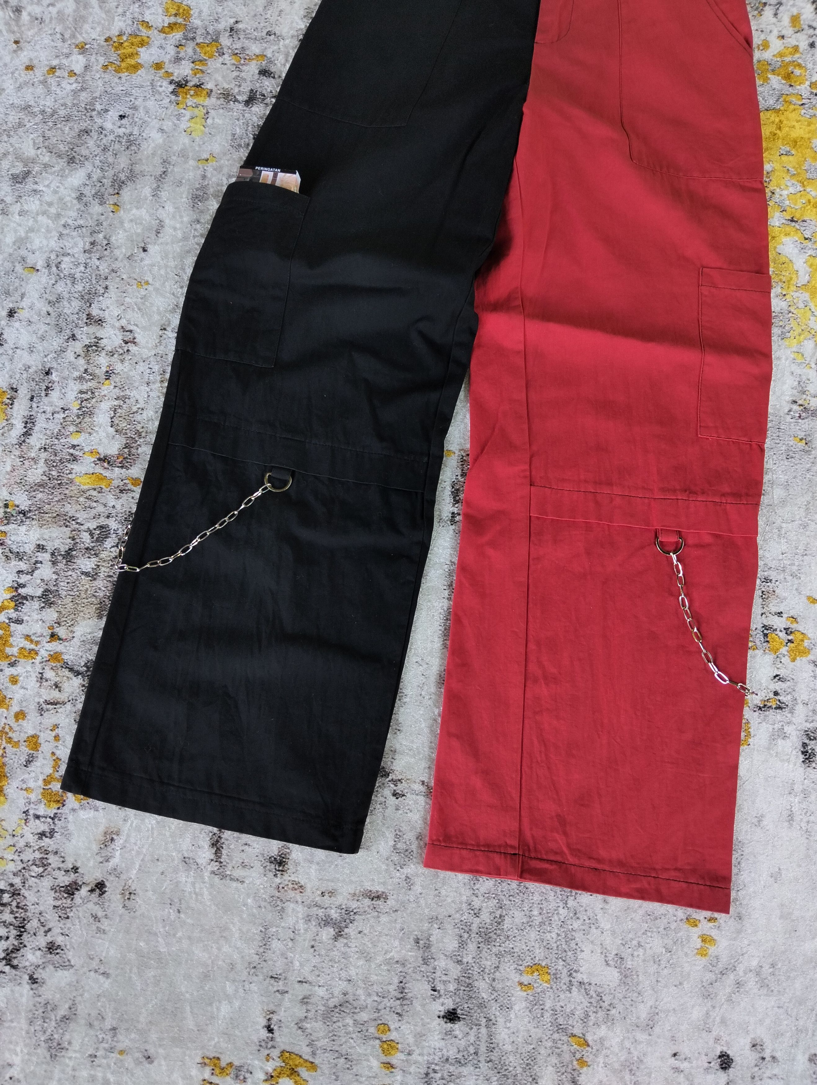 If Six Was Nine Romwe Hybrid Two Tone Baggy Wide Leg Cargo Pants Size US 27 - 3 Thumbnail