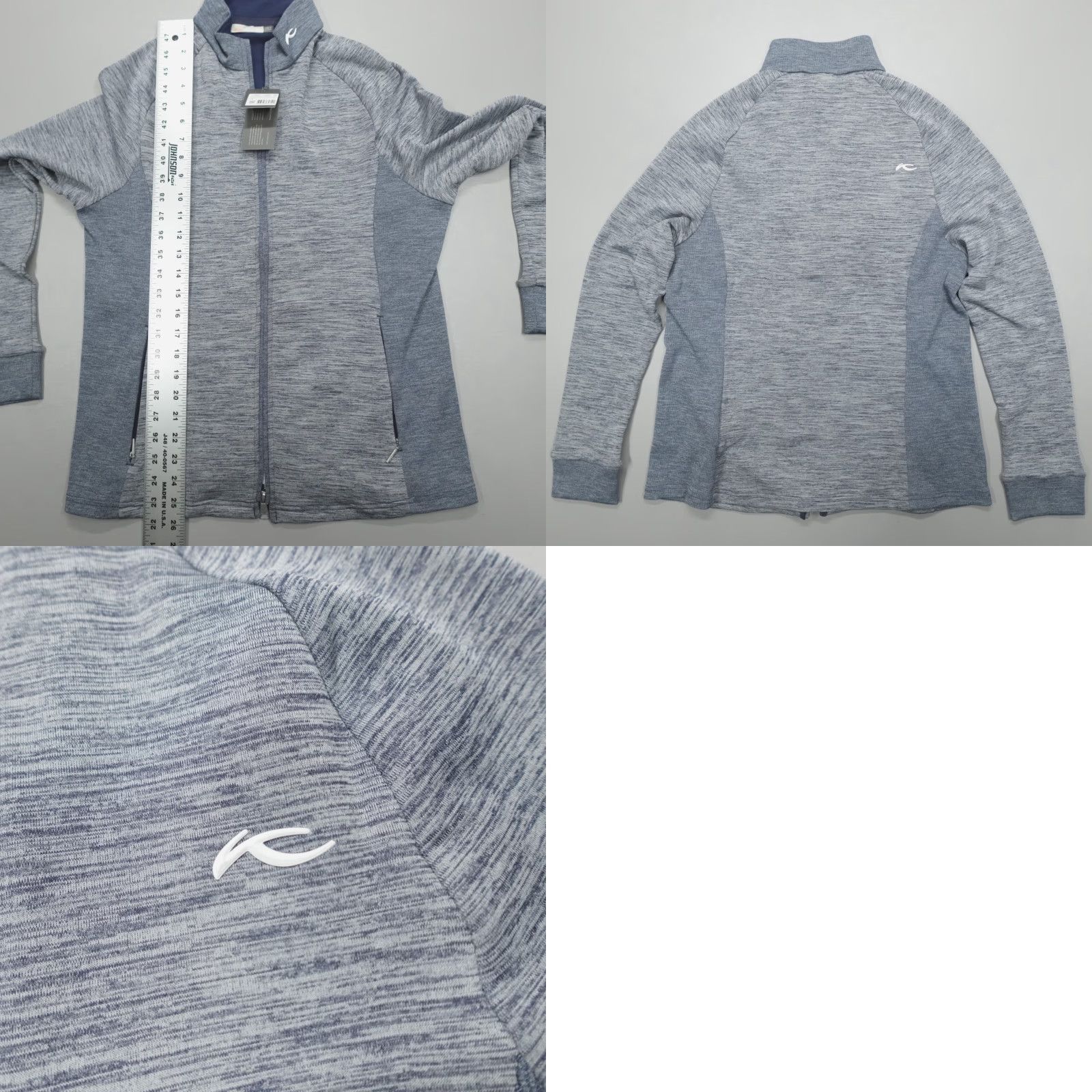 KJUS Kjus Lara Techwool Full Zip Jacket Women's XL Atlanta Blue Melange, Techwool, Logo, Pockets - Blue, Jacket, Women, XL Size XL / US 12-14 / IT 48-50 - 8 Thumbnail