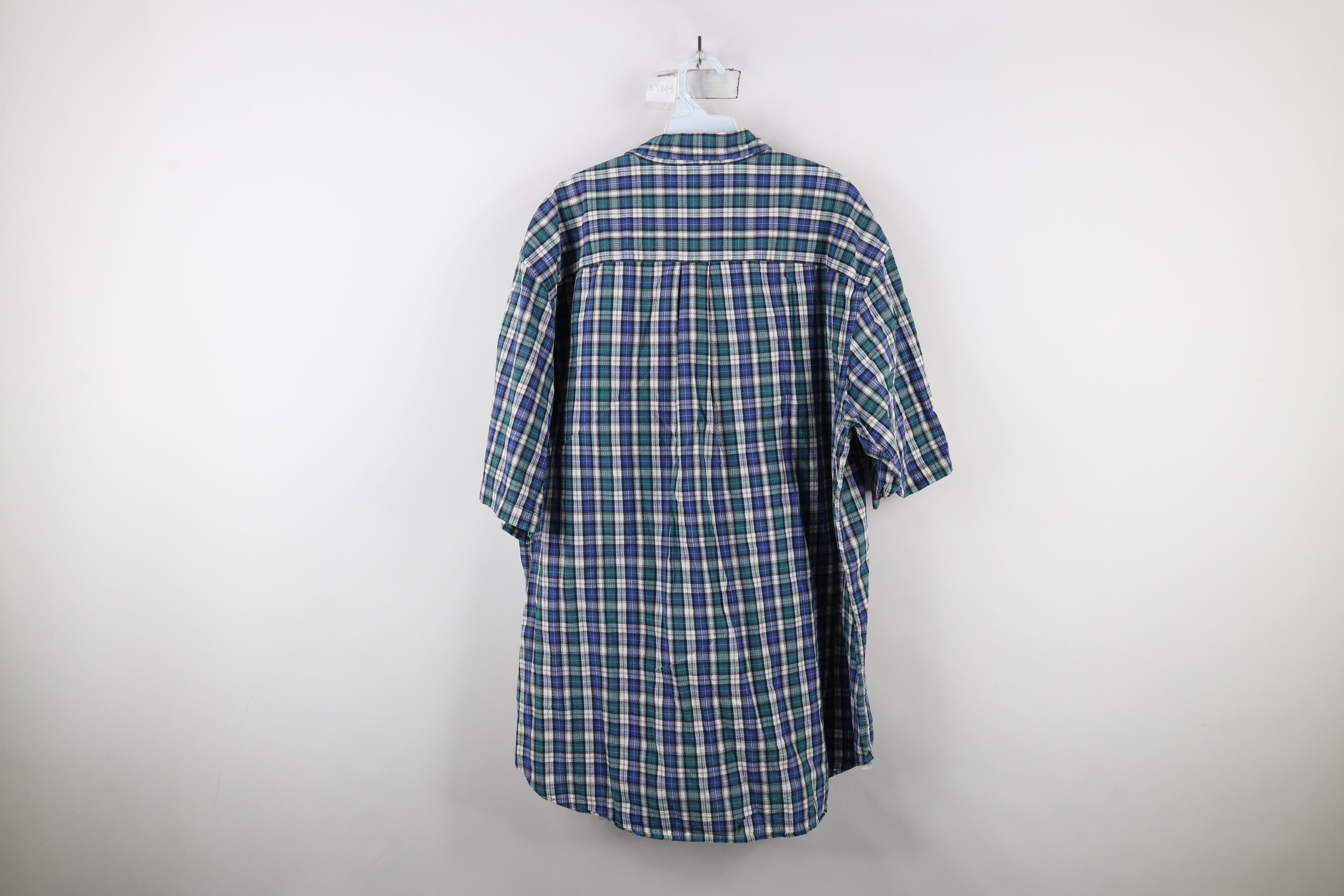 Lands' End × Vintage Vintage 90s Lands End Sucker Short Sleeve Button Down Shirt Size US XL / EU 56 / 4 - 9 Thumbnail