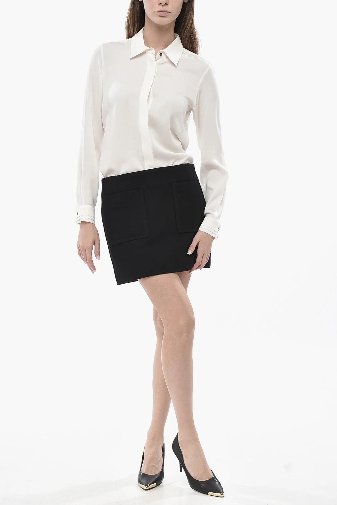 Bottega Veneta og1mm0426 Cotton-Blend Miniskirt in Black Size 28" / US 6 / IT 42 - 4 Thumbnail