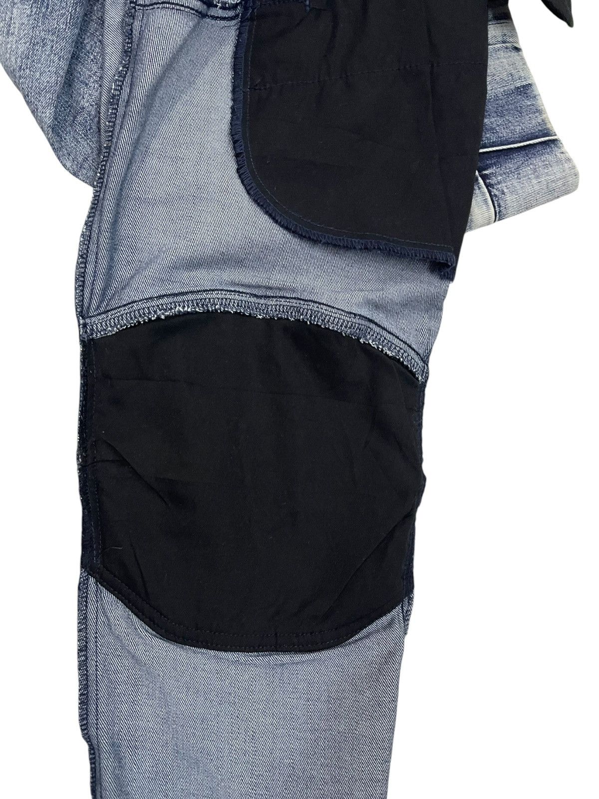 Balmain Next Workerz X Cordura Acid Wash Denim Padded Biker Pants Size US 33 - 11 Thumbnail