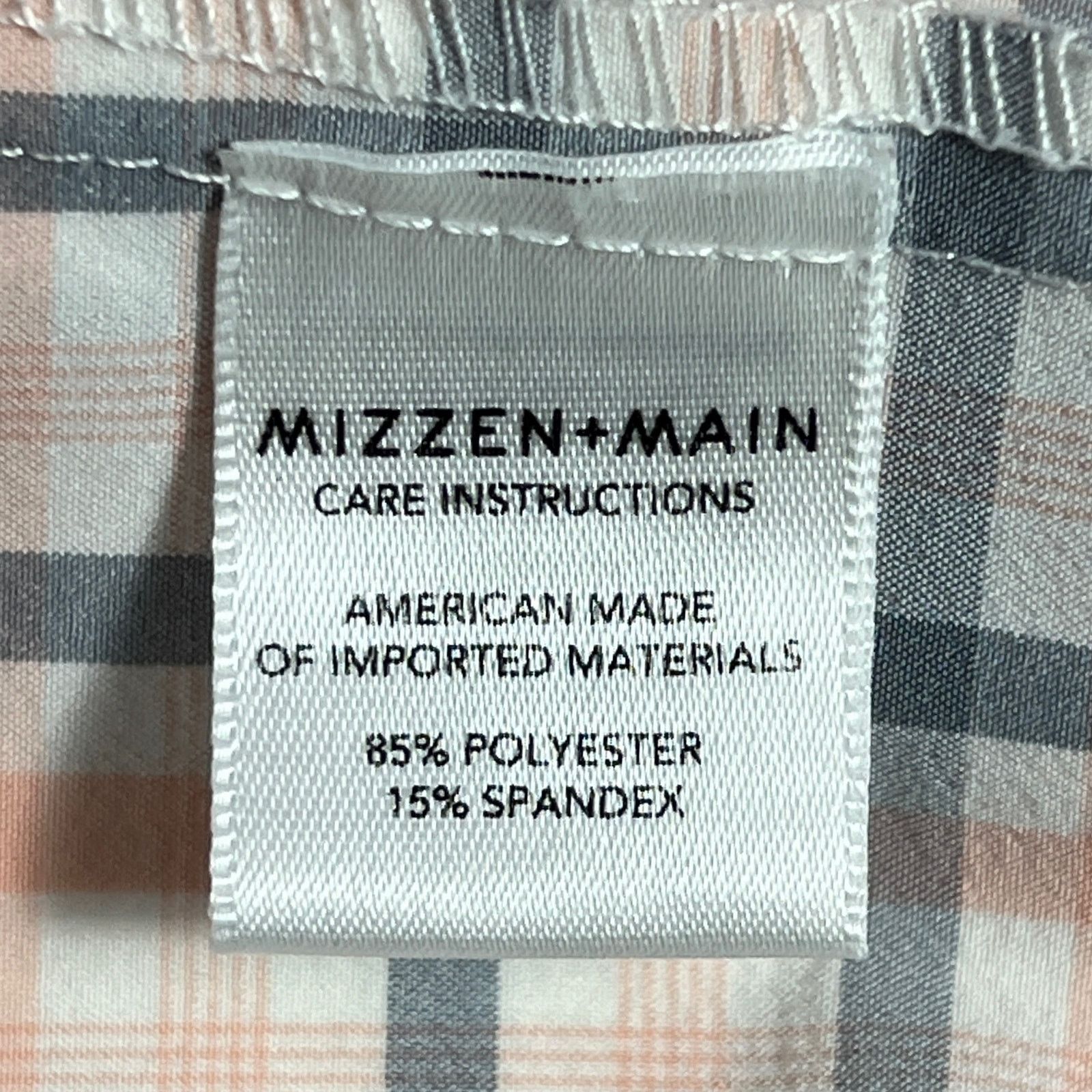 Mizzen+Main Mizzen+Main Mens Trim Fit White Gray Salmon Plaid Shirt Sz M Size US M / EU 48-50 / 2 - 4 Thumbnail