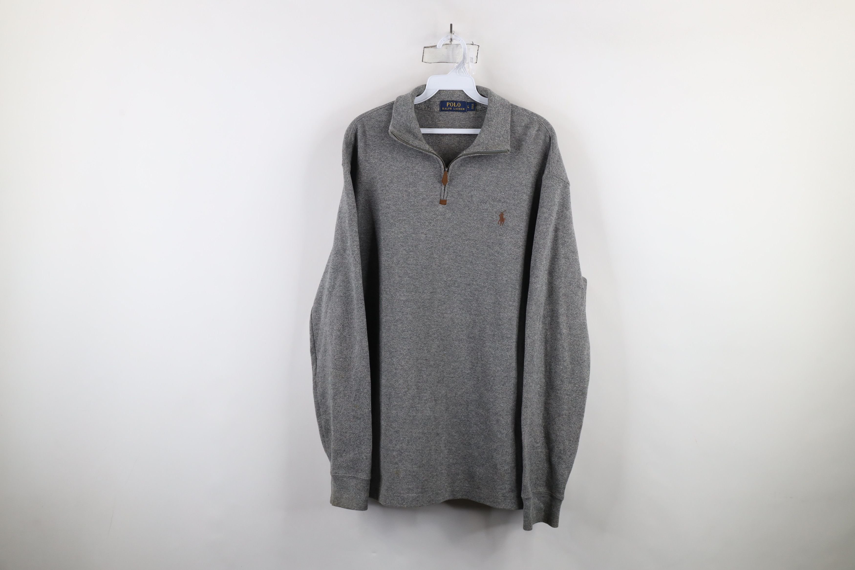 Ralph Lauren × Vintage Vintage Ralph Lauren Knit Half Zip Pullover Sweater Gray Size US L / EU 52-54 / 3 - 1 Thumbnail