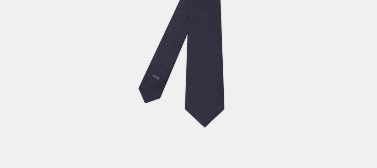 Dior o1w1db10824 Size: OS / Interlaced Signature Tie in Navy Blue Size ONE SIZE - 2 Thumbnail