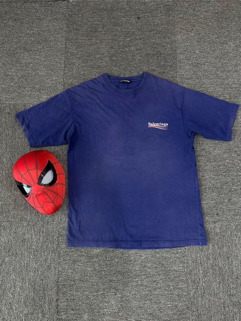 Balenciaga Balenciaga Blue coke printing to make old short sleeves Size US XS / EU 42 / 0 - 1 Thumbnail