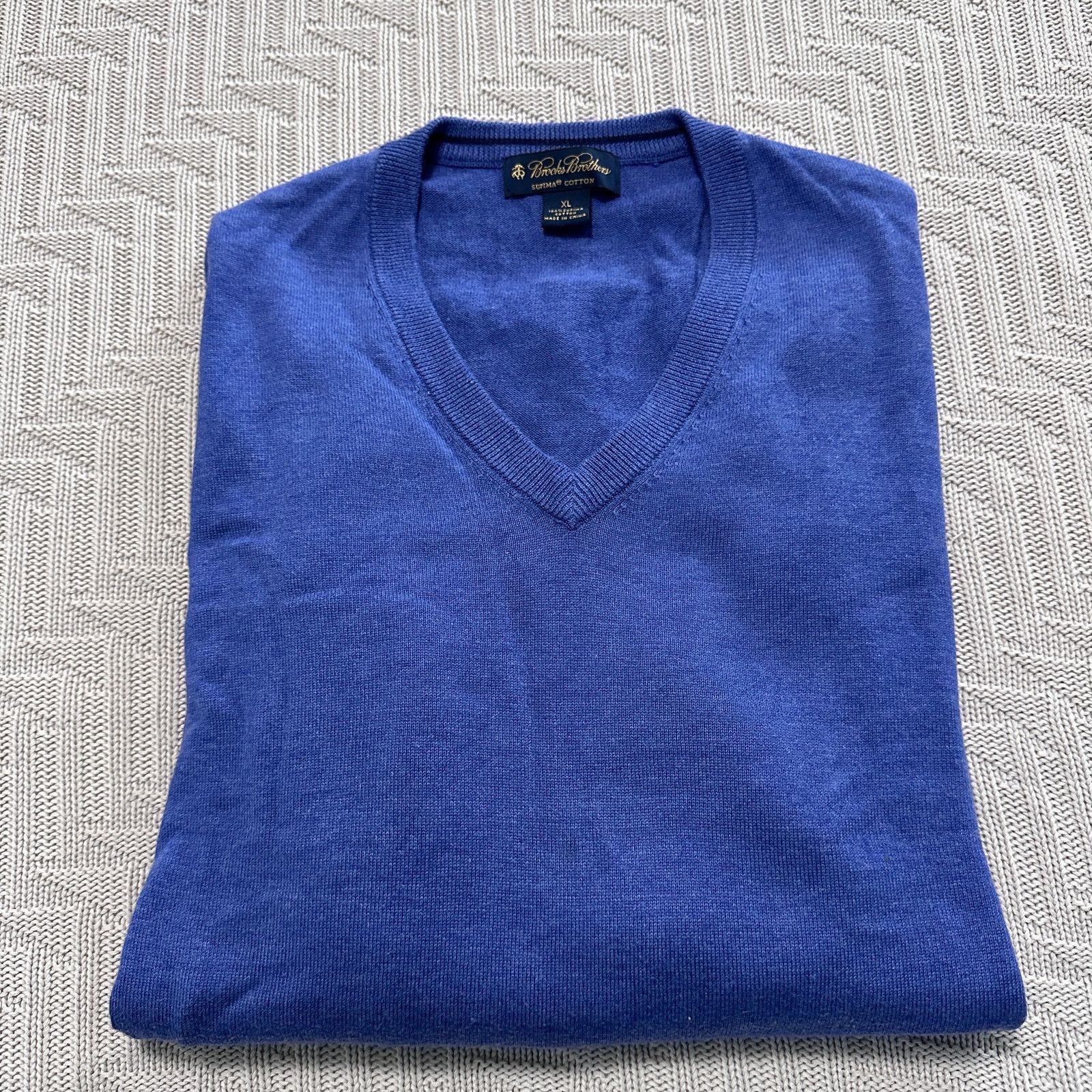 Brooks Brothers Brooks Brothers purple supima cotton vneck sweater Size US XL / EU 56 / 4 - 1 Thumbnail