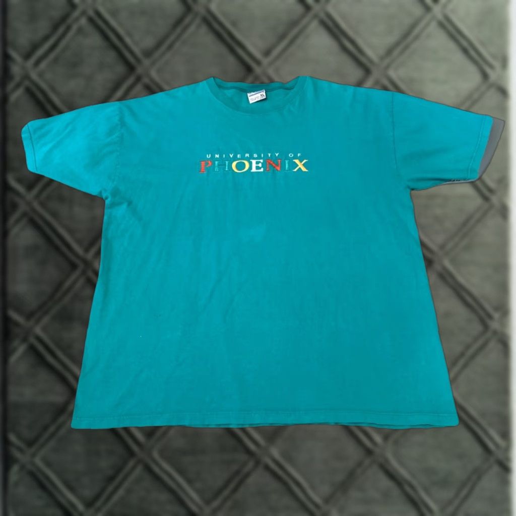 NCAA VINTAGE University of Phoenix Teal Blue Embroidered T-Shirt XL Men Gear For Sports Shirt Size US XL / EU 56 / 4 - 1 Thumbnail