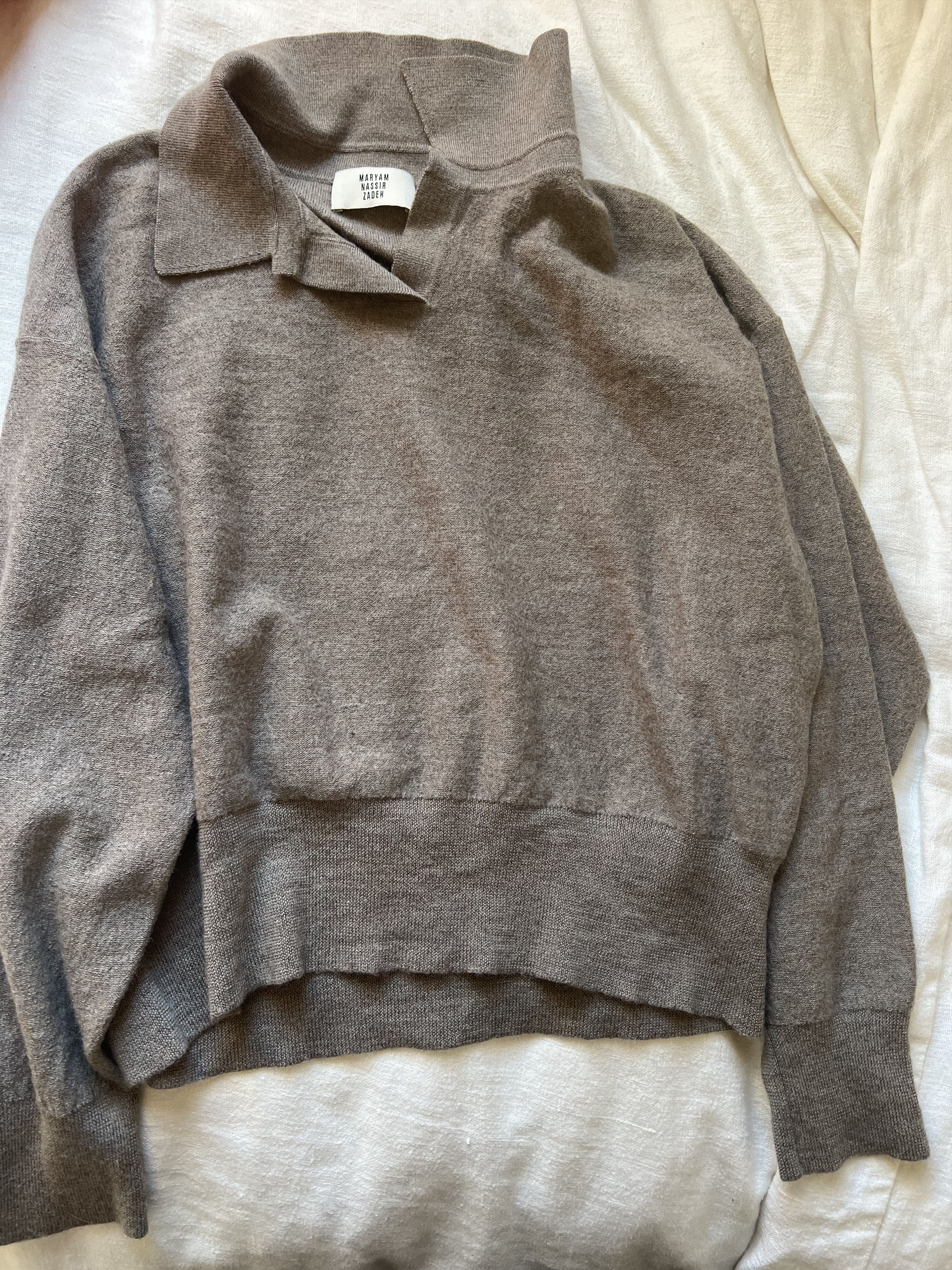 Maryam Nassir Zadeh Beige M Maryam Nassir Zadeh Getty Merino Wool Sweater Polo Size M / US 6-8 / IT 42-44 - 4 Thumbnail