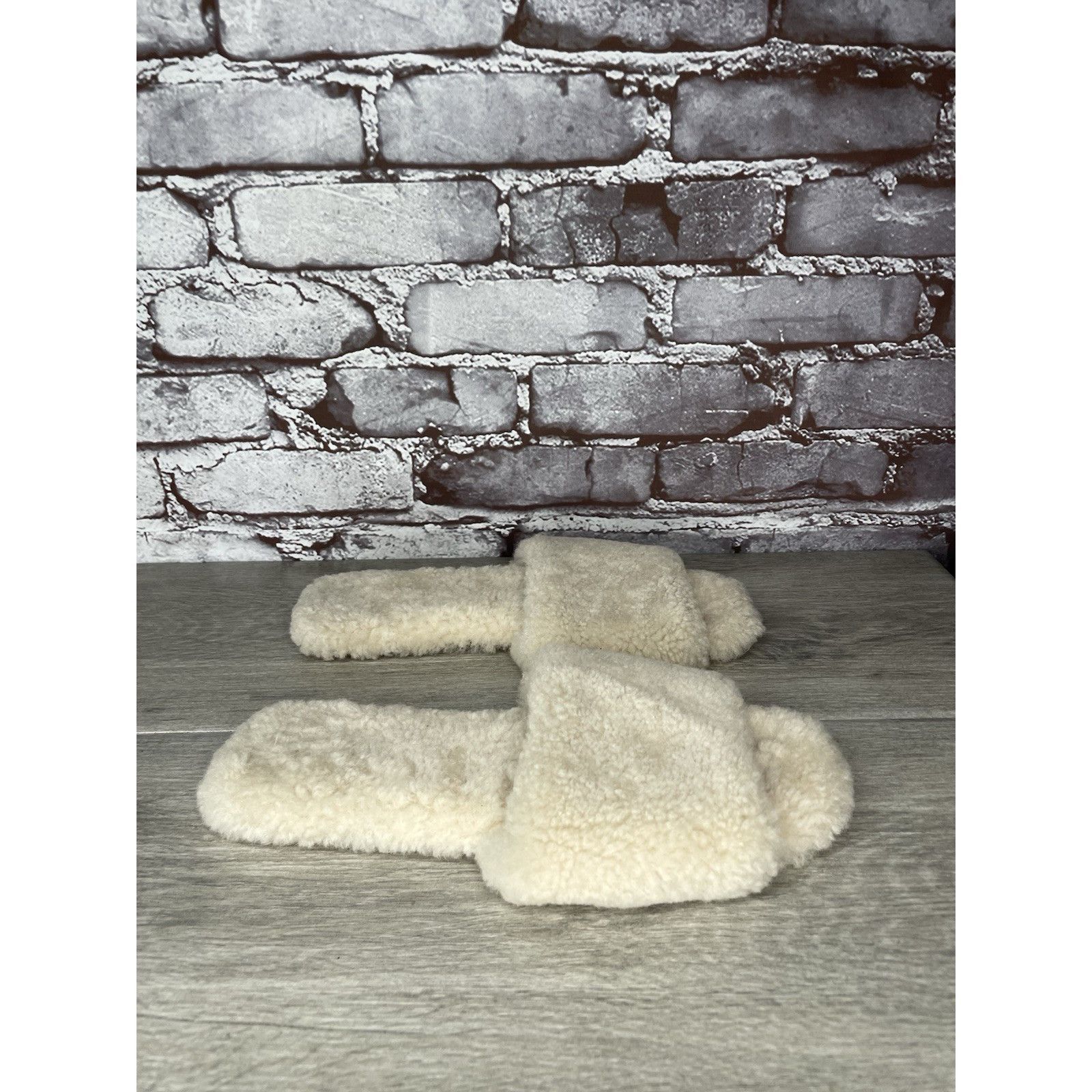 Other Raye Sherp Ivory Cream Faux Fur Slippers Open Toe Sandals Wo Size US 7 / IT 37 - 10 Thumbnail