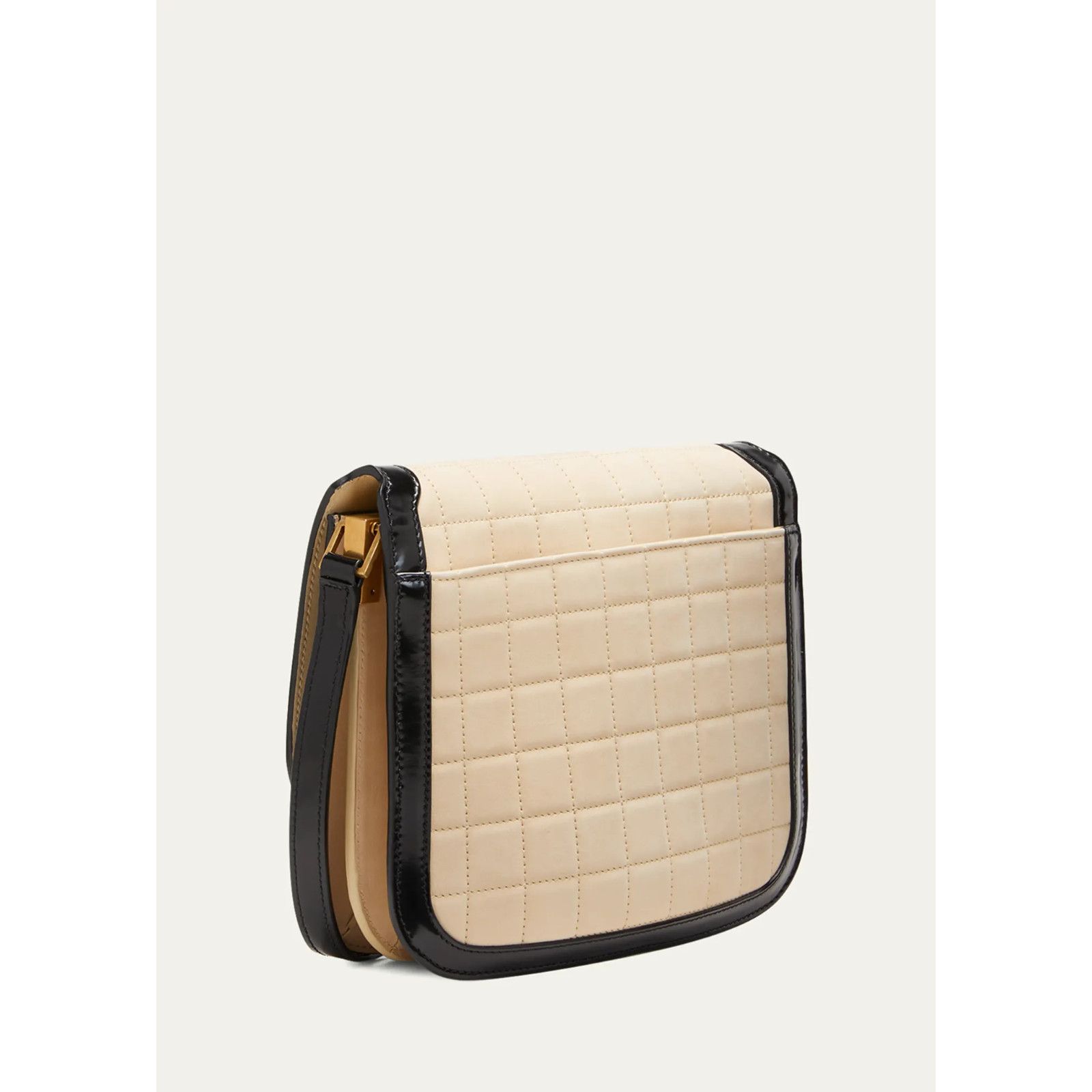 Yves Saint Laurent Saint Laurent Beige Suede Quilted Black Shoulder Bag Size ONE SIZE - 7 Thumbnail