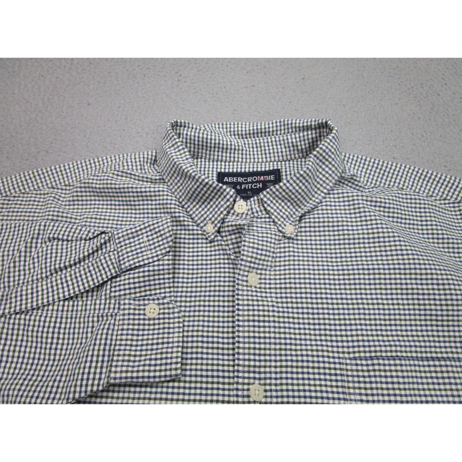 Abercrombie & Fitch VINTAGE Abercrombie & Fitch Shirt Mens XL Blue Green Oversized y2k 2000s Button-Up Collared Long Sleeve Check Cotton Size US XL / EU 56 / 4 - 3 Thumbnail