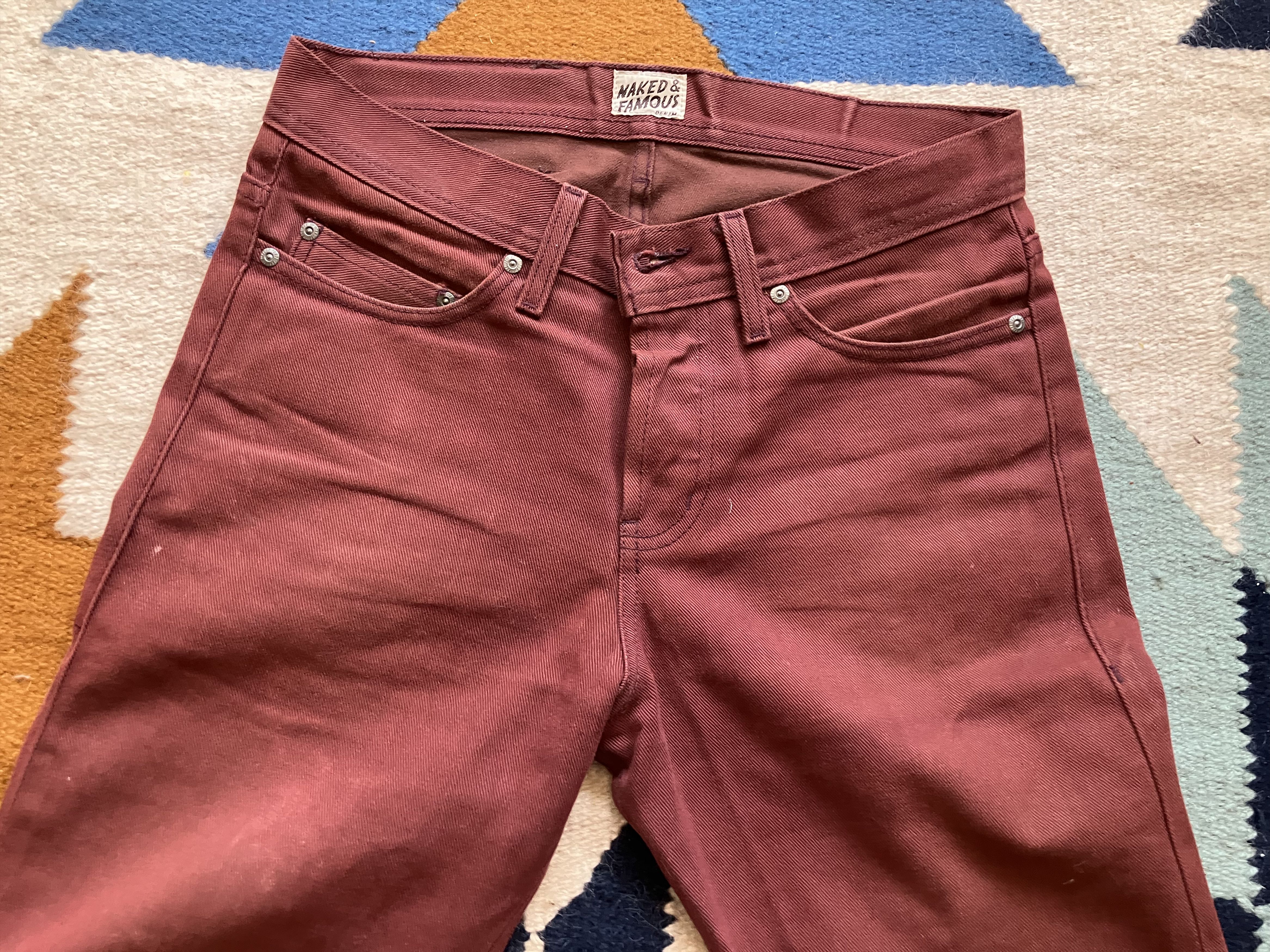 Naked & Famous Naked and Famous Weird Guy - Pomegranate x Brown Selvedge Size US 30 / EU 46 - 9 Thumbnail