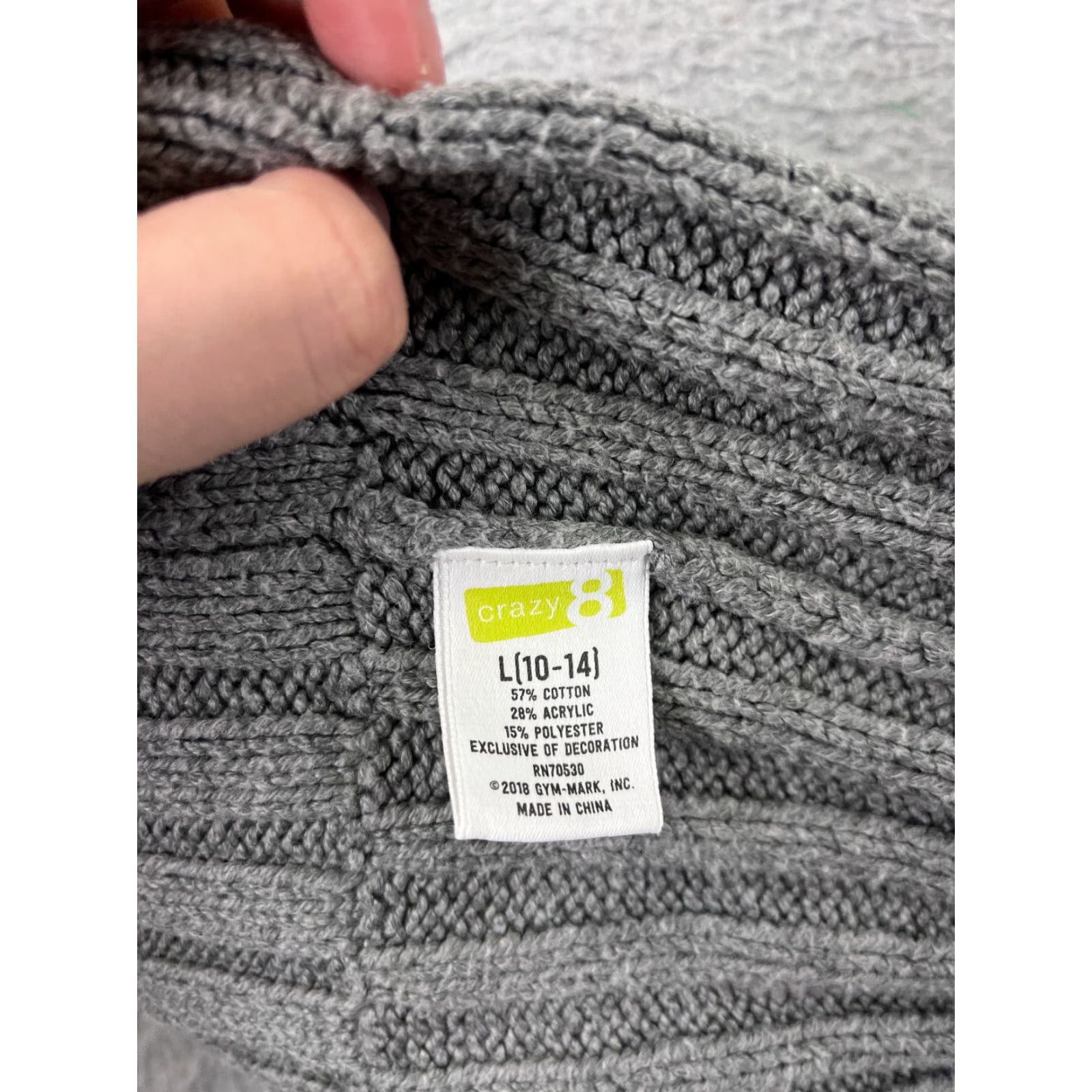 Vintage Crazy 8 Beanie Womens Large Gray Knit Acrylic Blend Winter Ski Warm Pom Hat Size ONE SIZE - 6 Thumbnail
