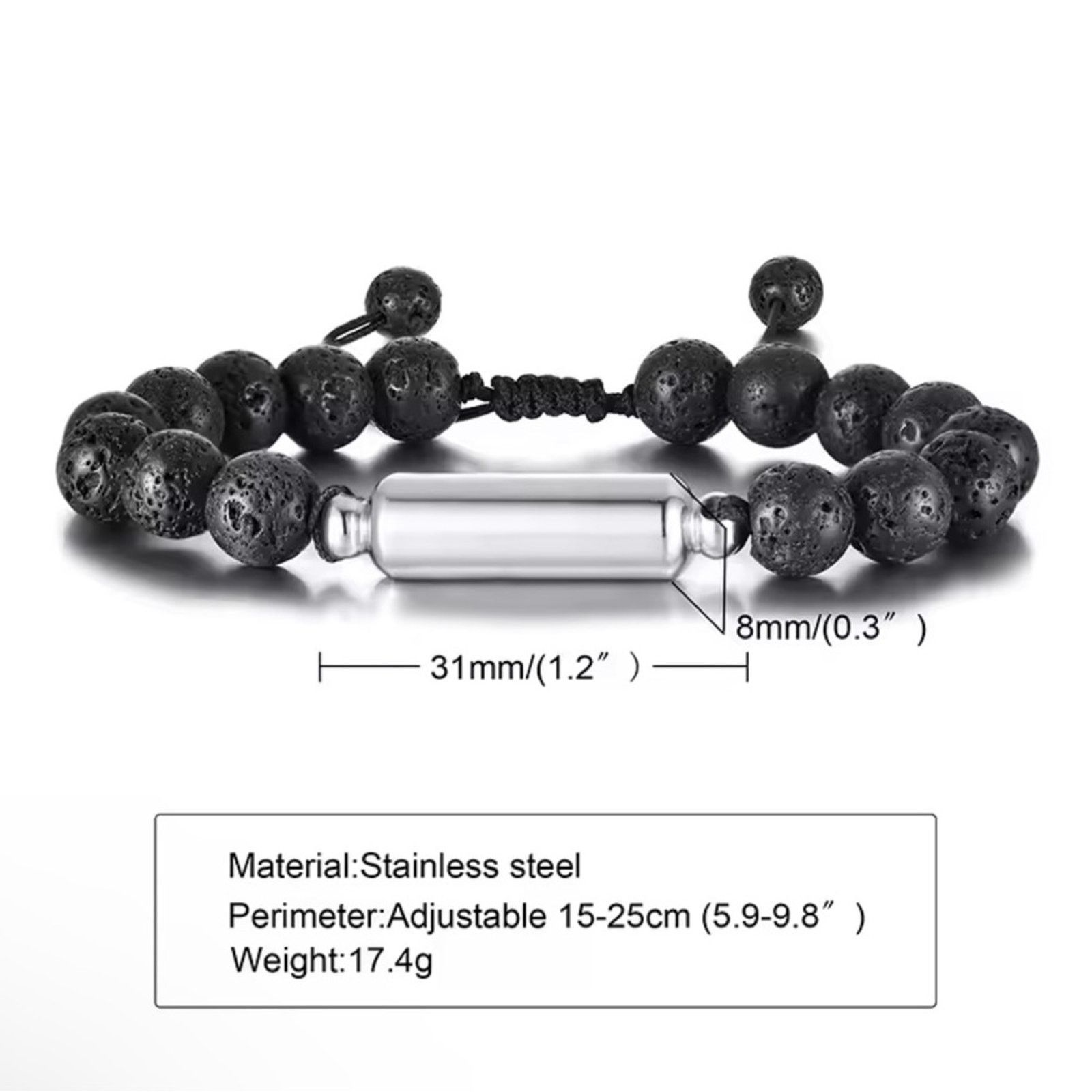 Other Lave Stone Beaded Stainless Steel Mens Bracelets Size ONE SIZE - 4 Thumbnail