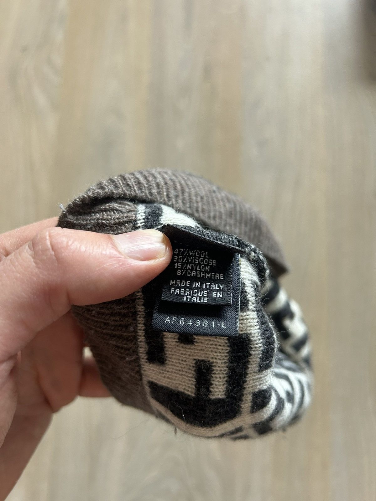 Fendi Wool/Cashmere FF Zucca Monogram Beanie Size ONE SIZE - 5 Thumbnail