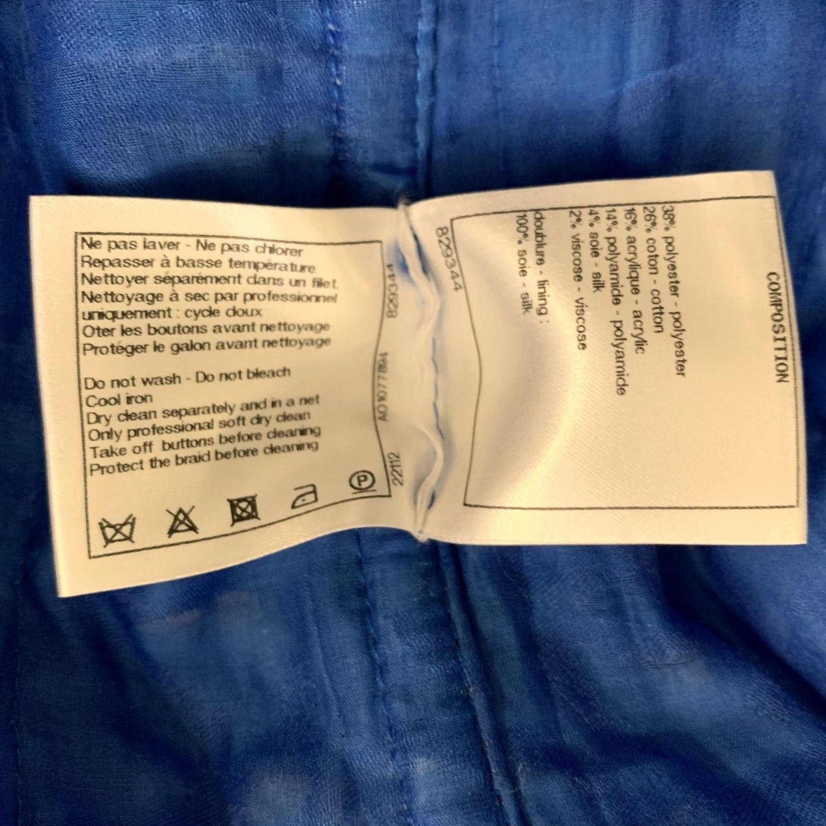 Chanel CHANEL Jacket Blue Light Blue Stripe Cotton Blend 6 Women 3/4 Sleeves France Size M / US 6-8 / IT 42-44 - 7 Thumbnail