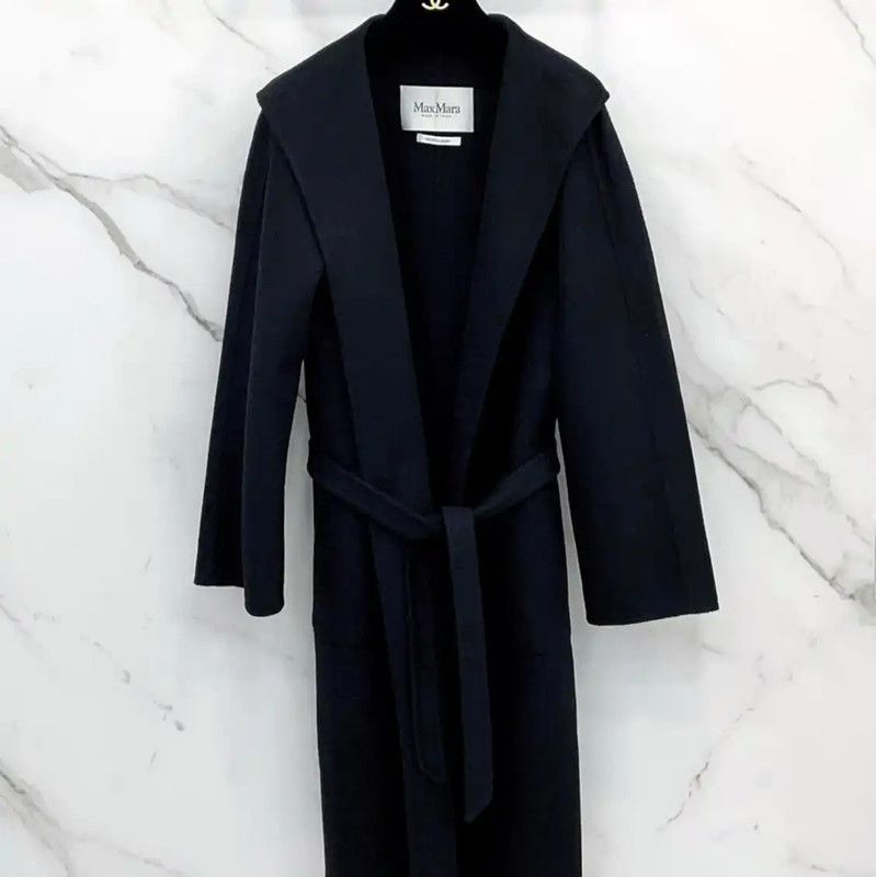 Max Mara MaxMara Black Cashmere Mid-Length Coat 0089 Size S / US 4 / IT 40 - 1 Thumbnail
