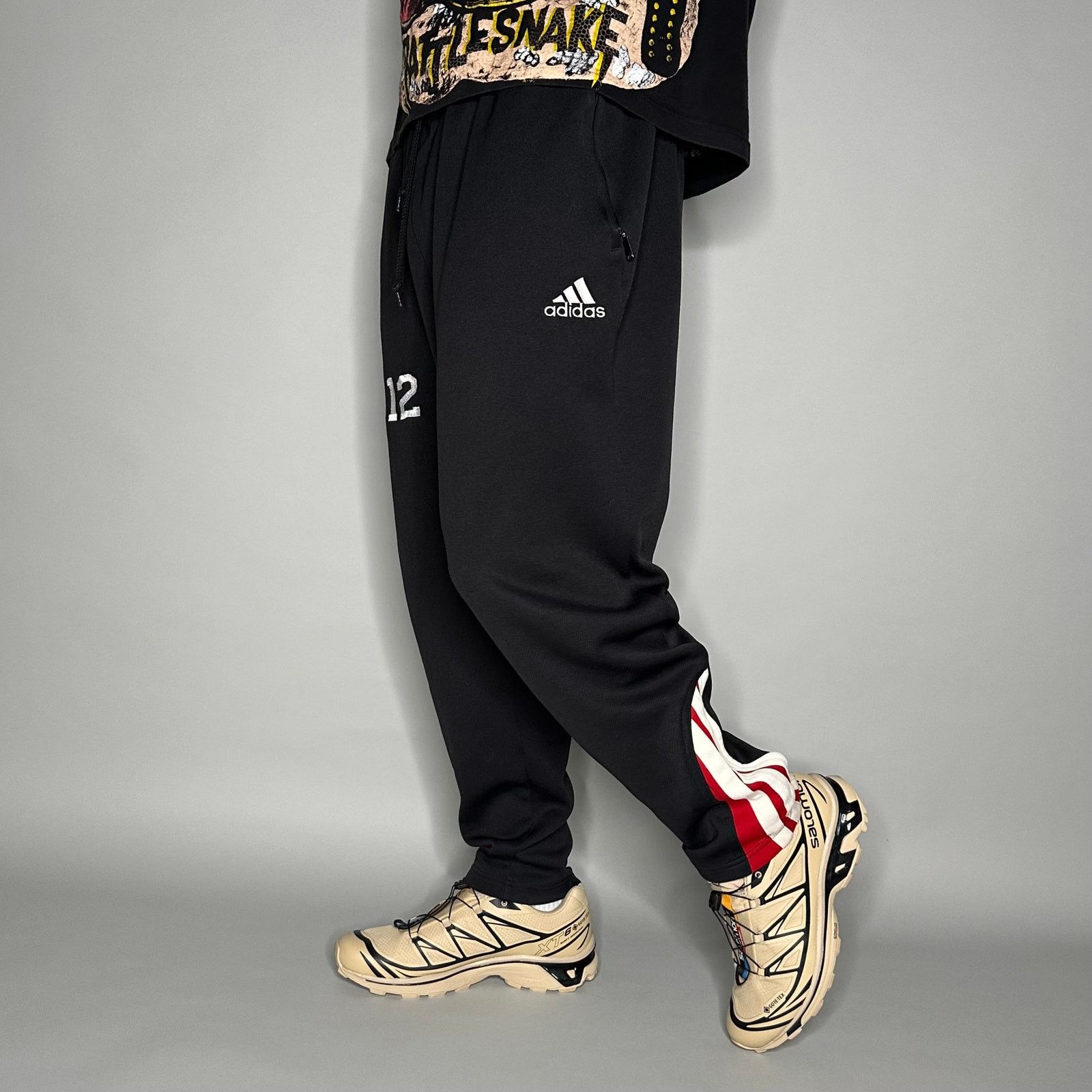 adidas レザーパンツ ヴィンテージ 90s RUN DMC オールブラック Adidas × Leather × Vintage 💥VERY RARE💥 RUN DMC Vintage Adidas A