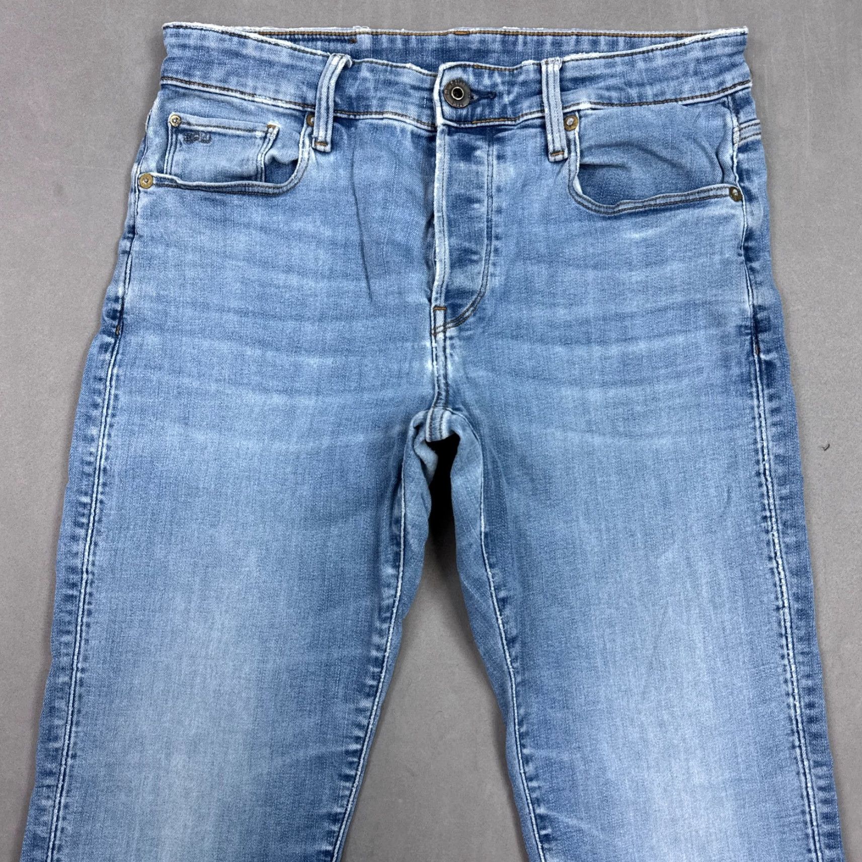 G-Star G Star Raw Jeans Mens 30x32 Blue 3301 Relaxed Button Fly Faded Pants Repaired Jeans Size US 30 / EU 46 - 4 Thumbnail