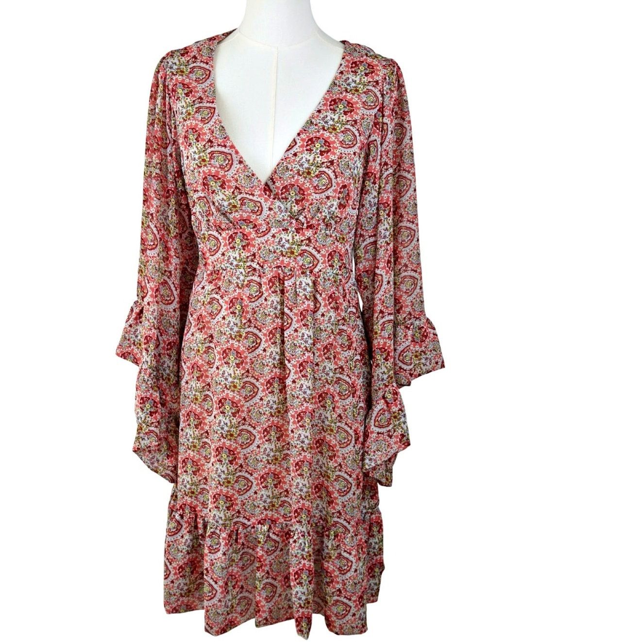 Betsey Johnson Betsey Johnson Floral V Neck Ruffle Empire Dress Bell Sleeve Size L / US 10 / IT 46 - 2 Thumbnail
