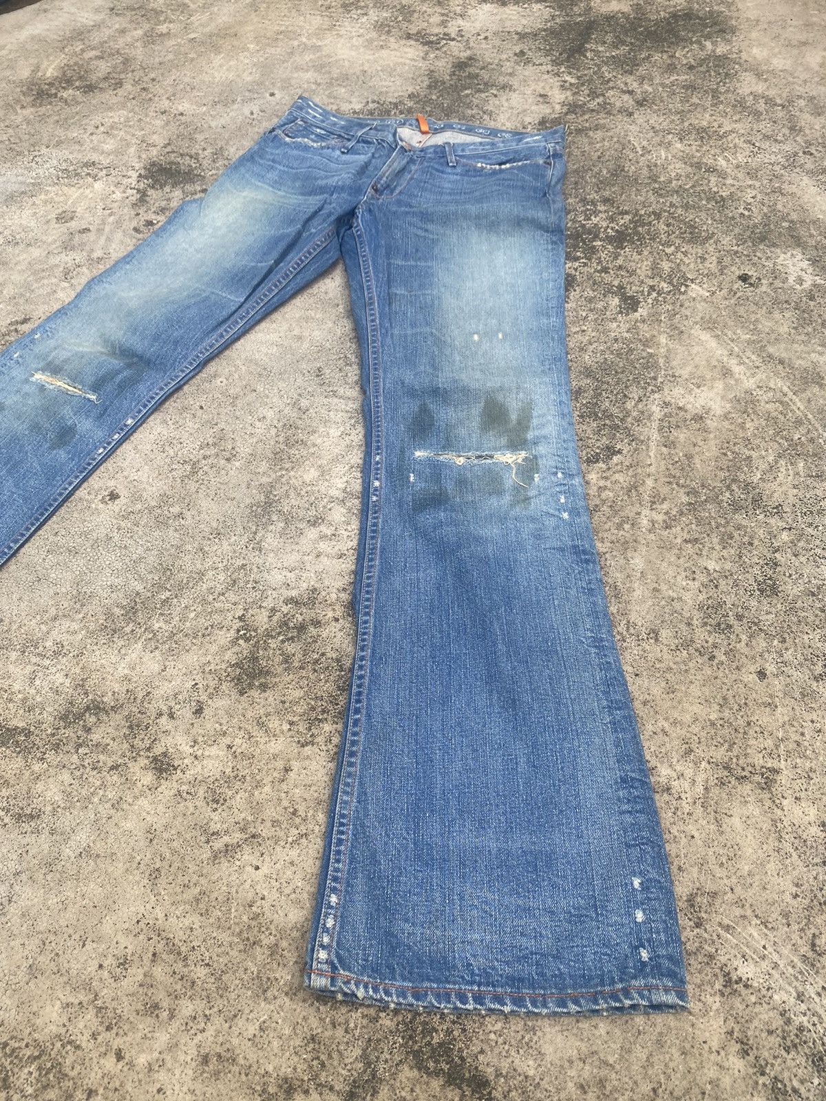 Japanese Brand Flare Jeans Earnest Sewn Distress Boot Cut Size US 31 - 2 Thumbnail