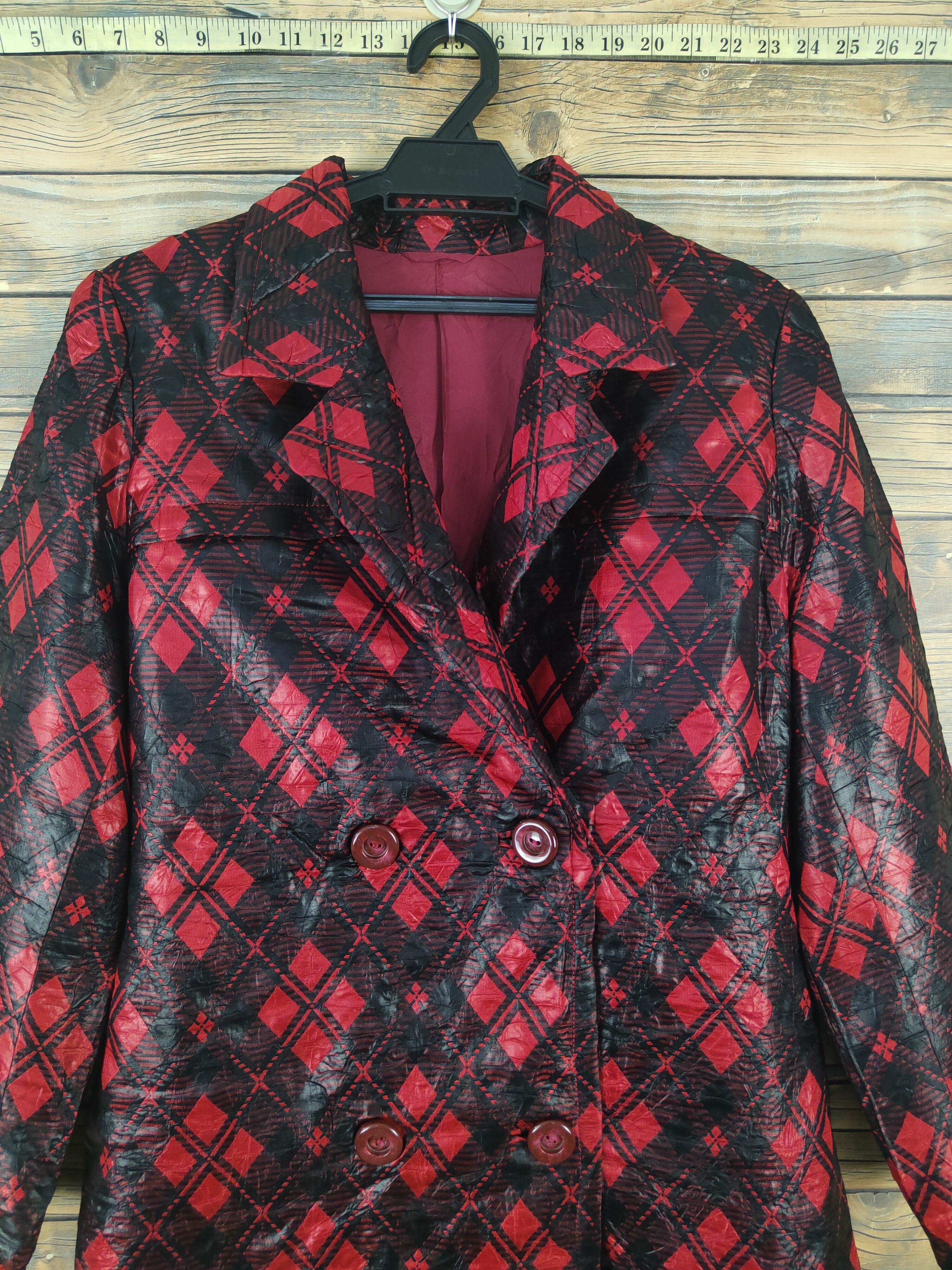 Japanese Brand × Vintage Avant garde fashion by Japanese Brand Red Black Coats Size L / US 10 / IT 46 - 2 Thumbnail