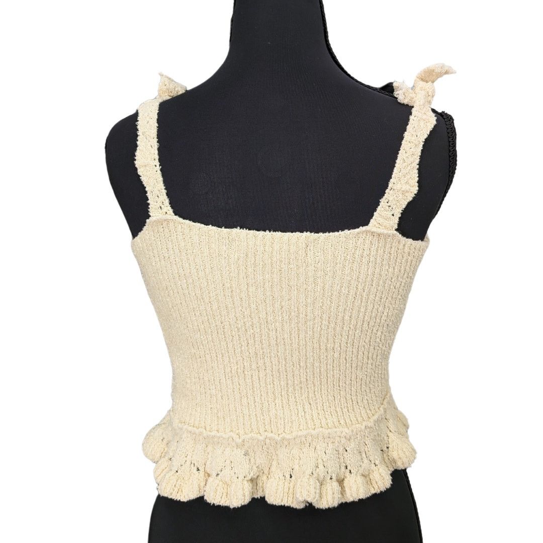 Urban Outfitters Urban Outfitters Cropped Knit Lace Up Peasant Tank Top Size S / US 4 / IT 40 - 2 Thumbnail
