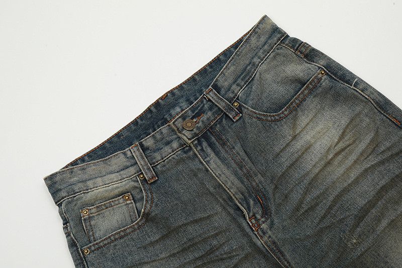 Vintage American retro men's washed loose wide-leg distressed jeans Size US 32 / EU 48 - 3 Thumbnail