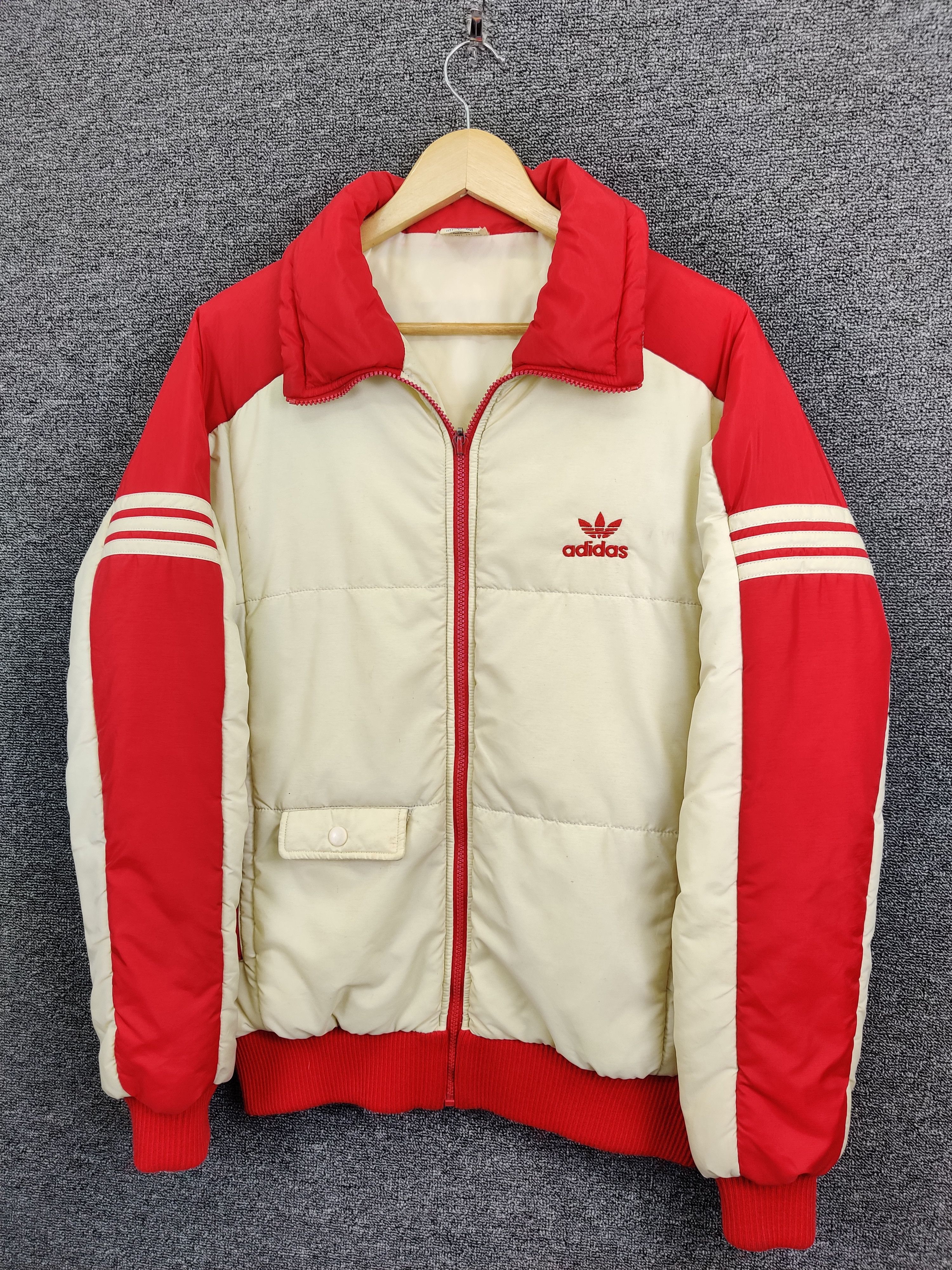 Adidas Vintage 80s Adidas Trefoil Red Puffer Jacket Size US L / EU 52-54 / 3 - 2 Thumbnail