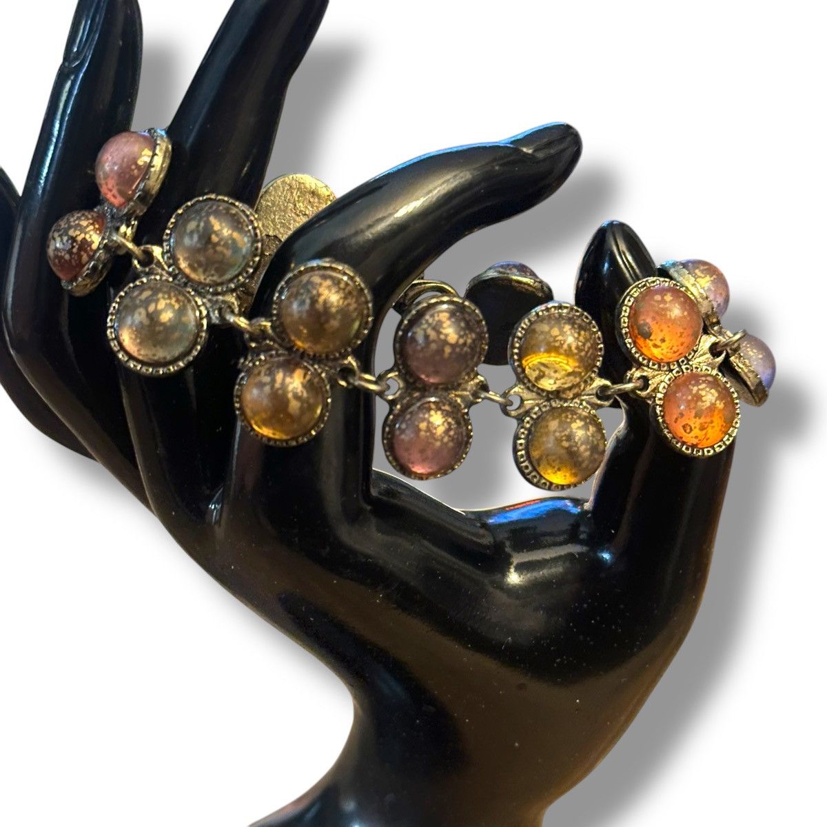 Other Bronze tone multi color cabochon stone link bracelet Size ONE SIZE - 2 Thumbnail
