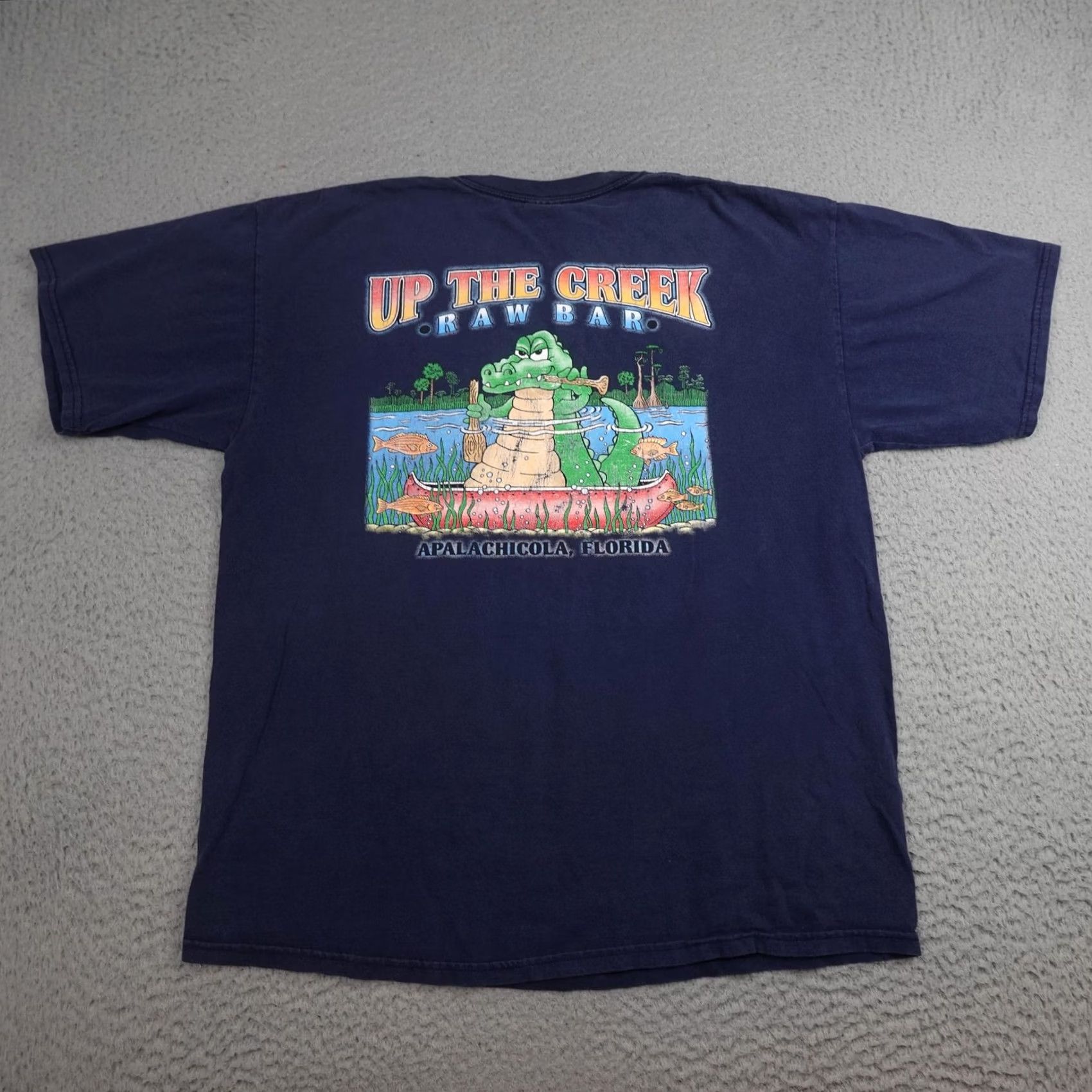 Gildan Up The Creek Raw Bar Shirt Mens XL Blue Graphic Apalachicola Florida Alligator Size US XL / EU 56 / 4 - 2 Thumbnail