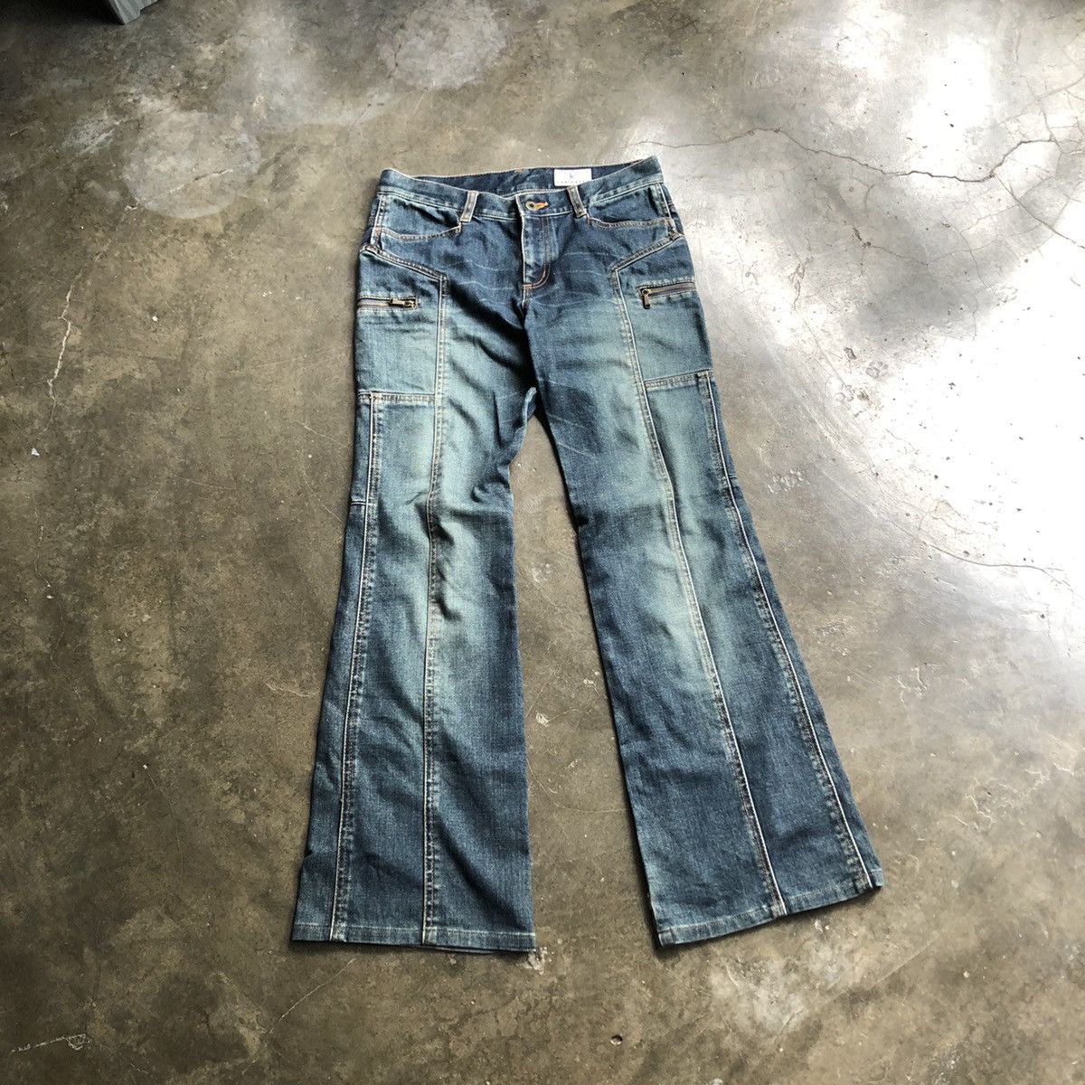 If Six Was Nine × Le Grande Bleu (L.G.B.) × Tornado Mart Kumikyoku Jeans Mudwash Flare Pants 🍒 Size US 30 / EU 46 - 1 Thumbnail