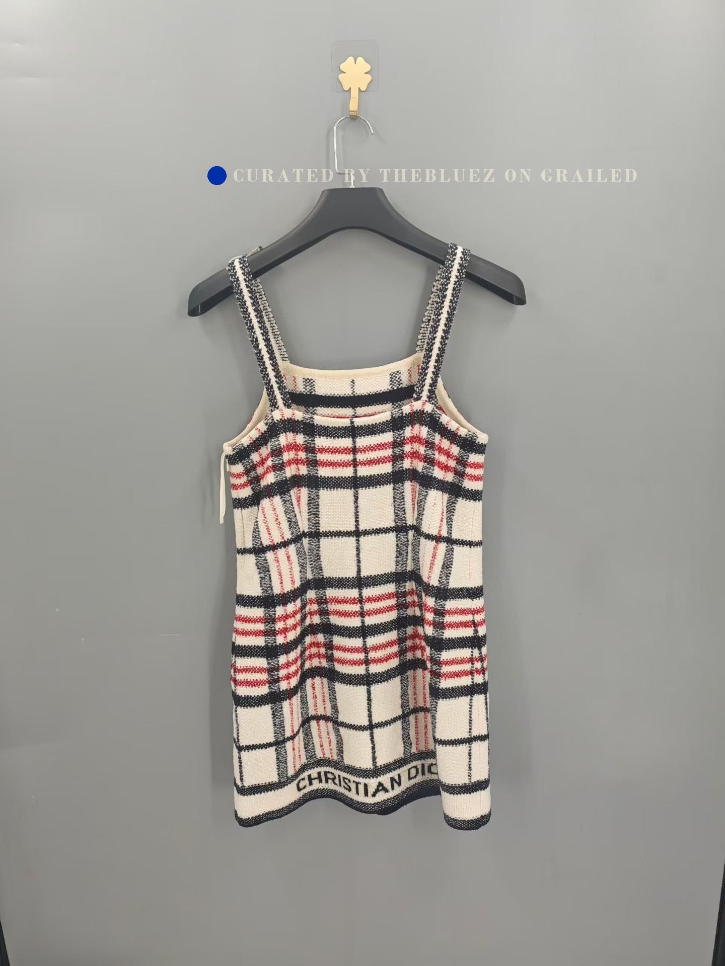 Dior Dior Red White Plaid Slogan Knit Camisole Dress Size S / US 4 / IT 40 - 1 Thumbnail
