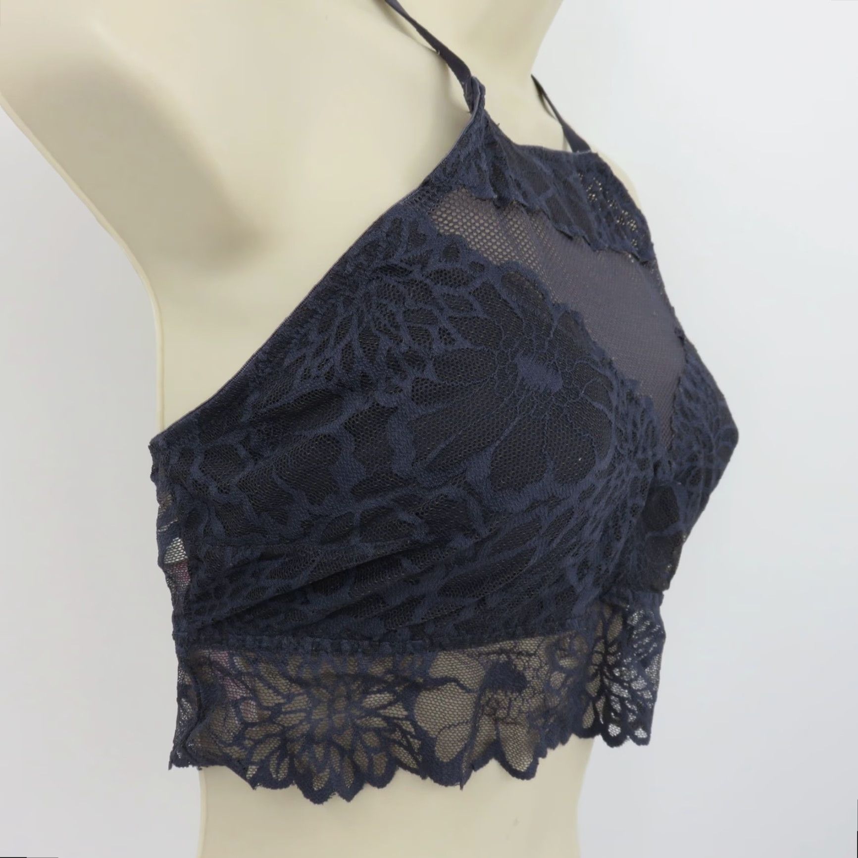 Victoria's Secret PINK Victoria's Secret Bralette Women Large Lace Wireless Unlined Blue Gray Size ONE SIZE - 2 Thumbnail