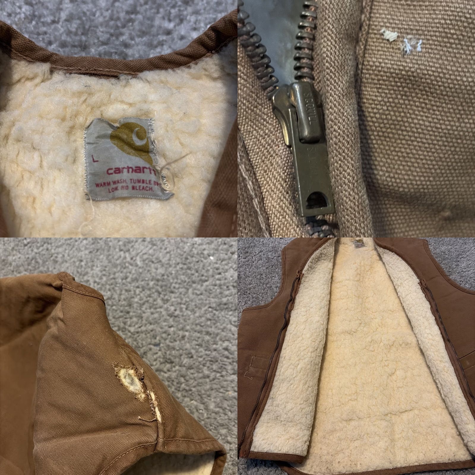 Carhartt VINTAGE Carhartt Brown Canvas Sherpa Lined Vest Large Mens 80s Brown Canvas Vest L Size US L / EU 52-54 / 3 - 8 Thumbnail