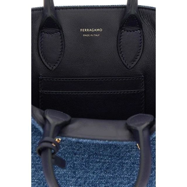 Salvatore Ferragamo FERRAGAMO Hug XS Denim Prova Top Handle Bag New & Authentic Size ONE SIZE - 4 Thumbnail