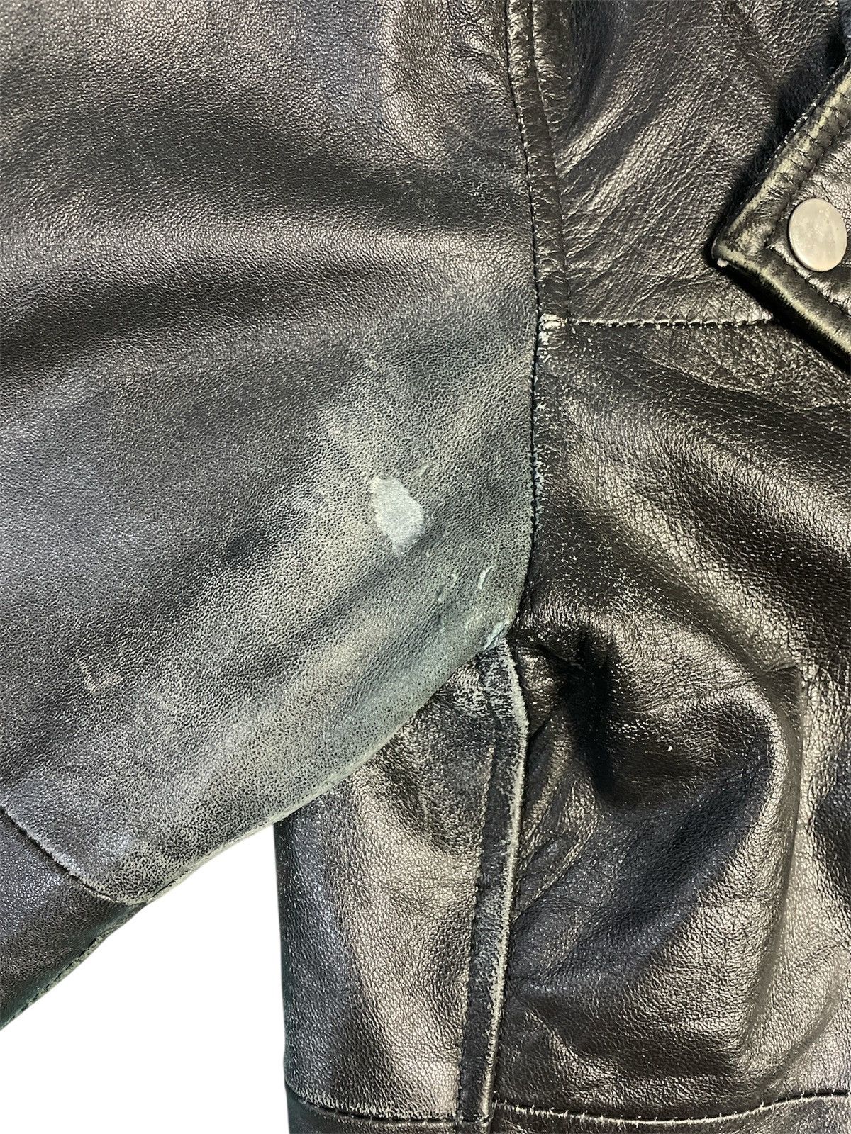 Japanese Brand 00s Roshell Sheepskins Leather Faded Biker Jacket Size US L / EU 52-54 / 3 - 7 Thumbnail