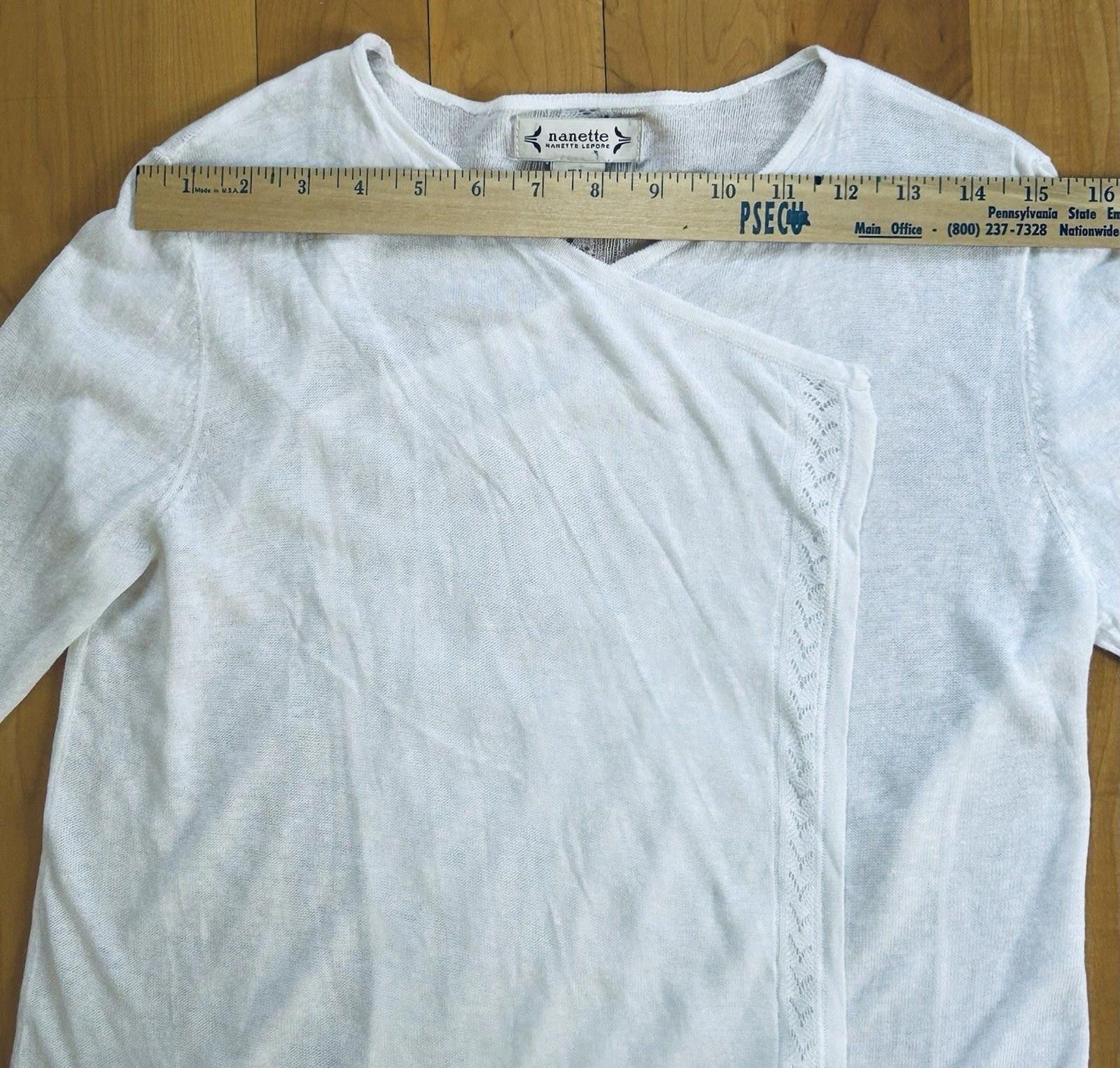 Other Nanette Lepore S Lightweight Sweater Cardigan Linen White Size S / US 4 / IT 40 - 7 Thumbnail