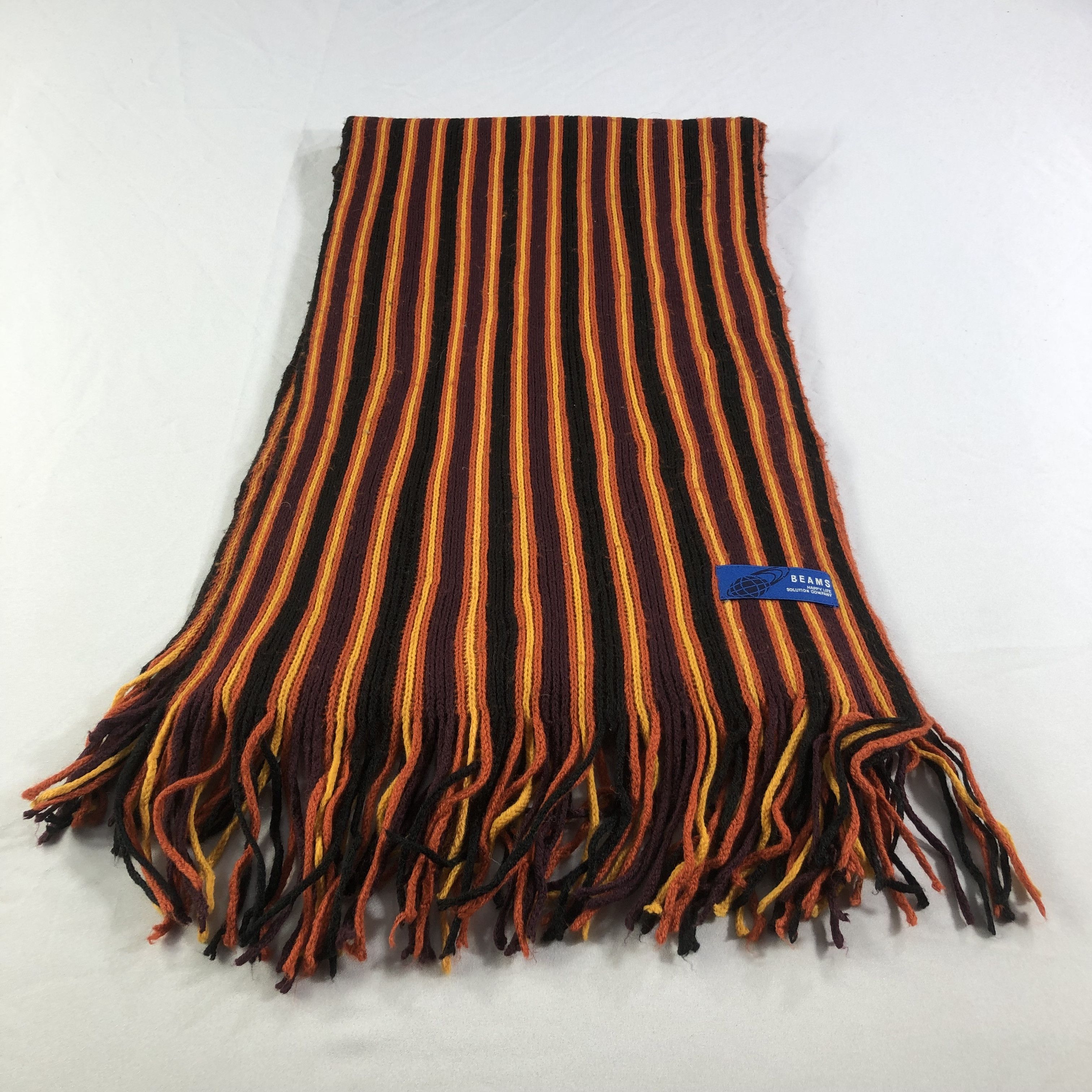 Beams Plus Beams Striped Knit Wool Scarf Muffler V1482 Size ONE SIZE - 2 Thumbnail