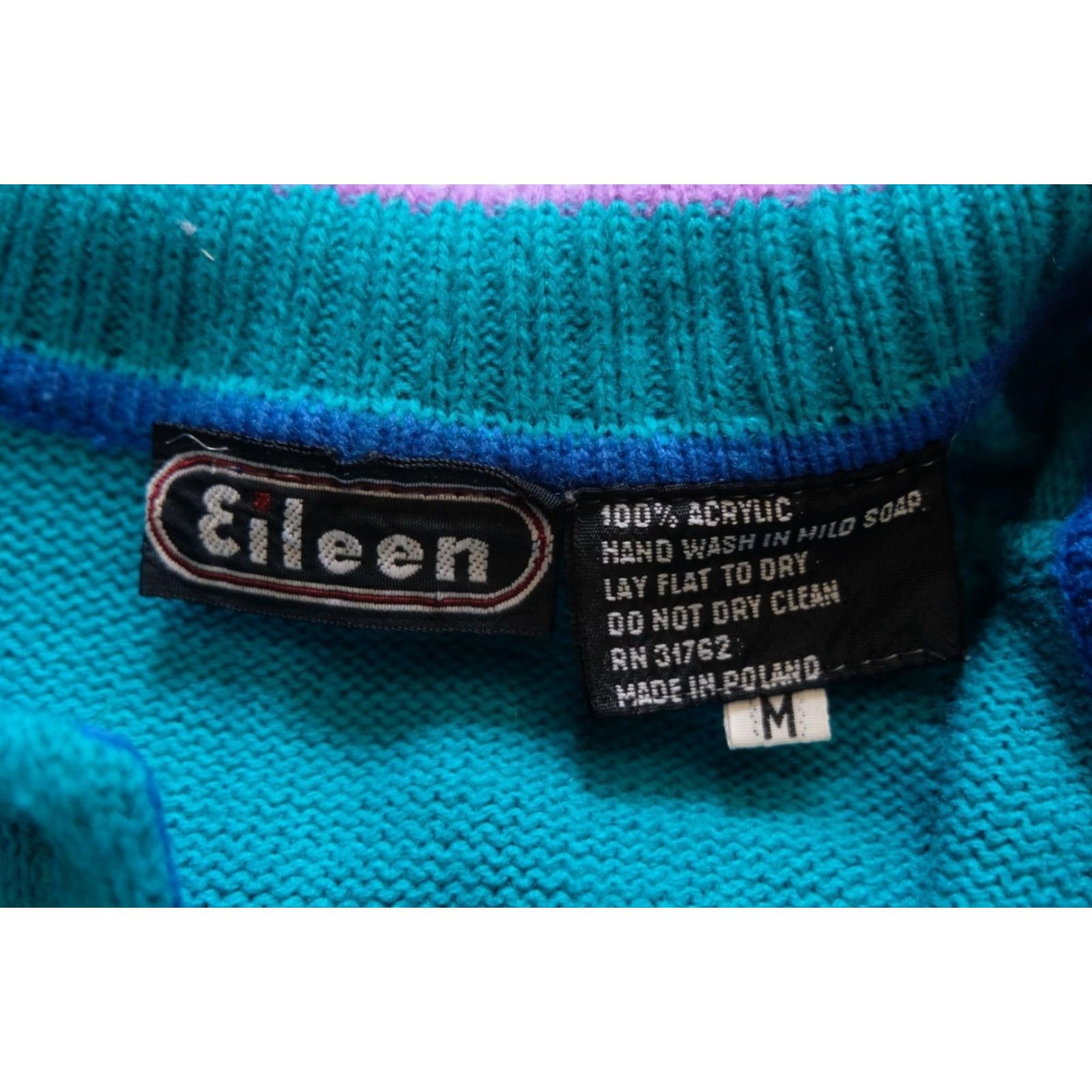 Eileen Fisher VINTAGE EILEEN POLAND MADE SWEATSHIRT GREEN STRIPED ACRYLIC WOMEN SZ M Size US M / EU 48-50 / 2 - 8 Thumbnail