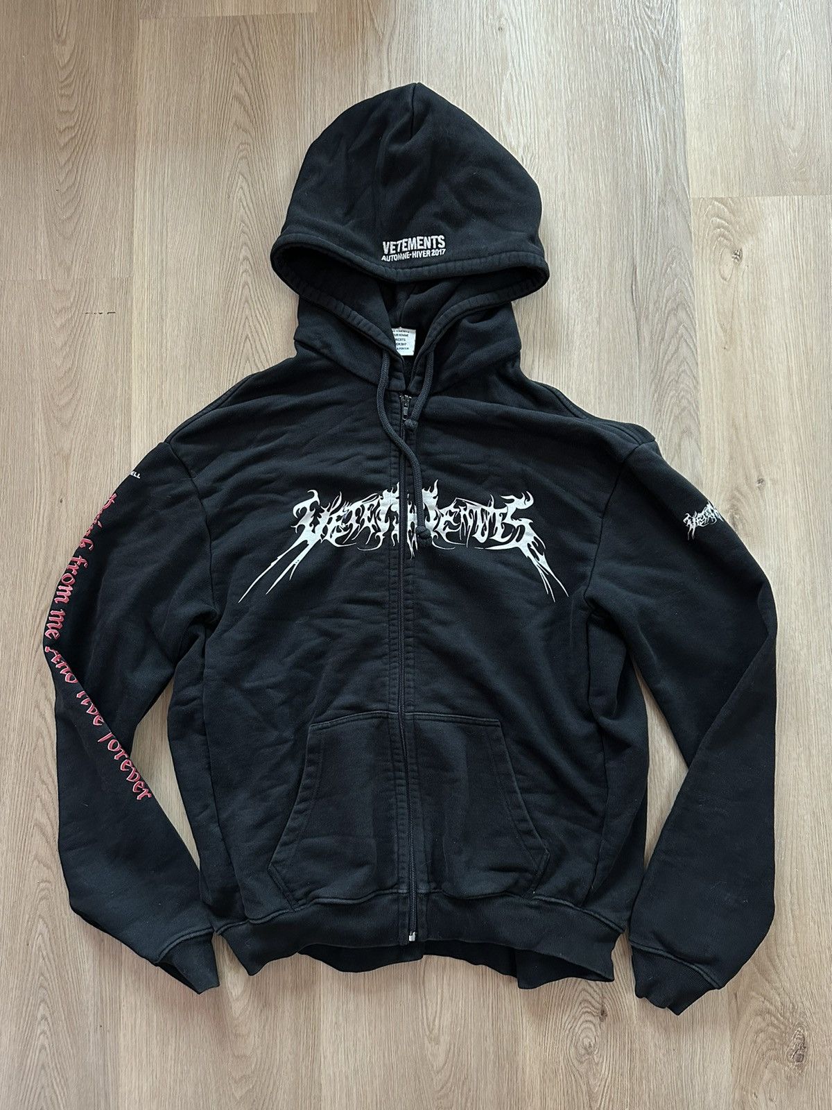 image of Vetements 'total Fucking Darkness' Zip Up in Black, Men's (Size Small)