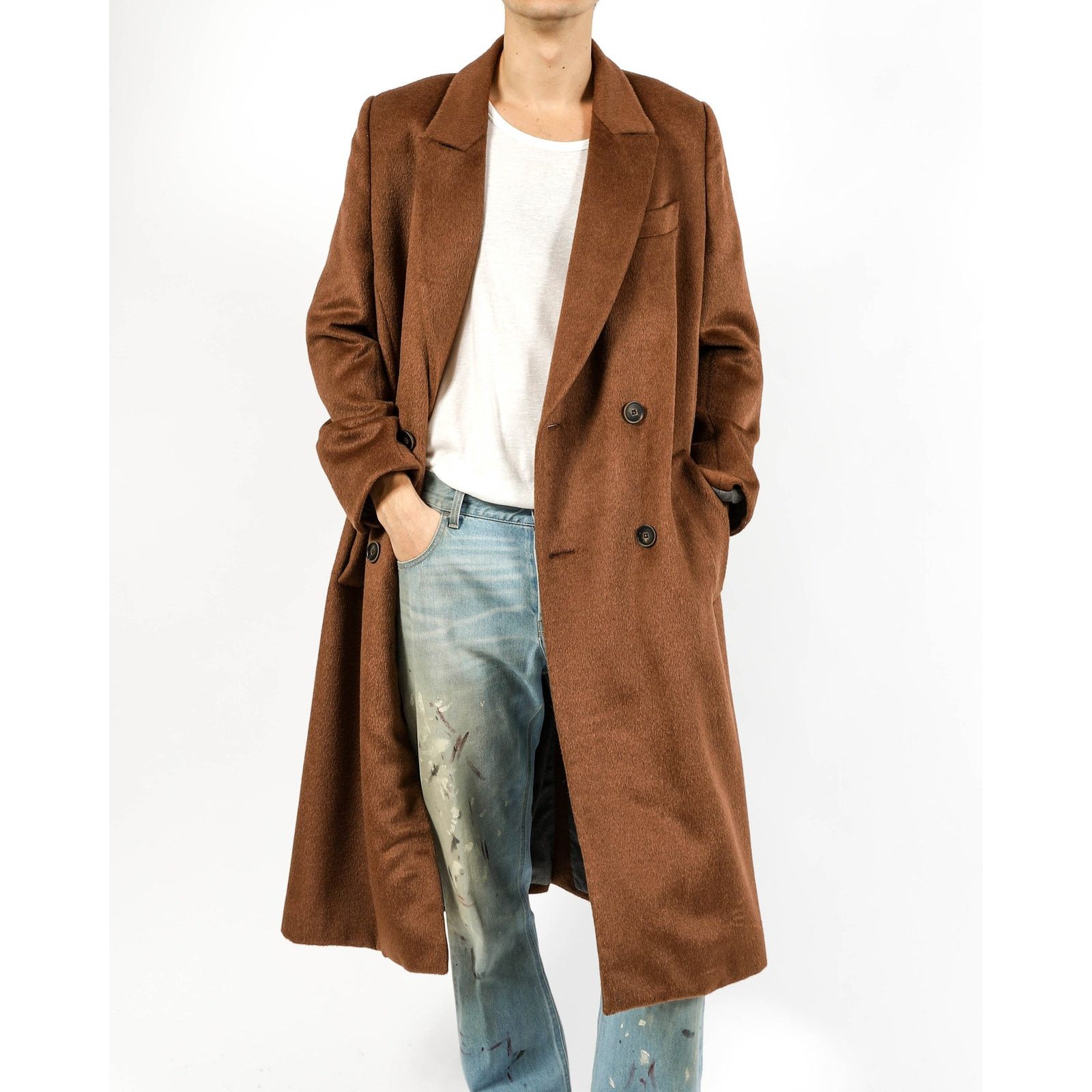Berluti FW16 Double Breasted Coat in Brown Mohair Size US M / EU 48-50 / 2 - 1 Thumbnail