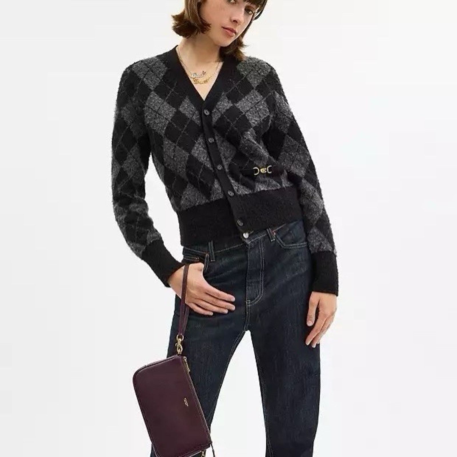 Coach NWT Coach Plaza Bag Brass/Black Currant Leather CCC41 Size ONE SIZE - 12 Thumbnail