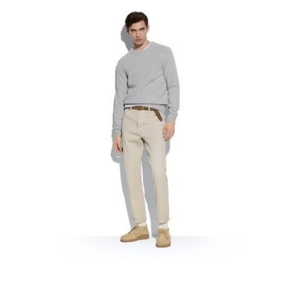 o1loc1c0325 KCL001 Cashmere Saddle Crewneck Sweater in Grey