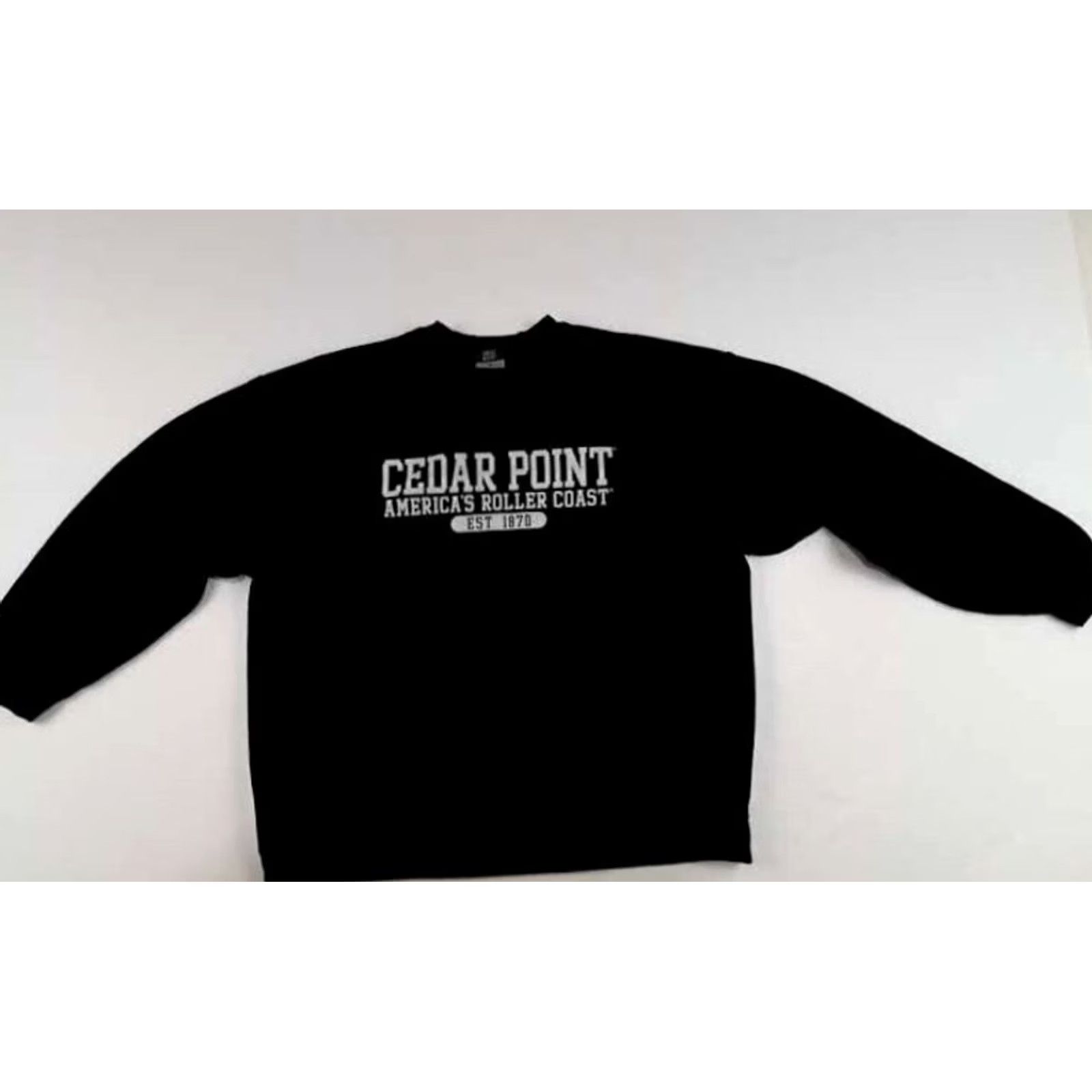 Vintage MV Sport Cedar Point Americas Roller Coast Sweatshirt XL Black Printed Pullover Men Size US XL / EU 56 / 4 - 2 Thumbnail