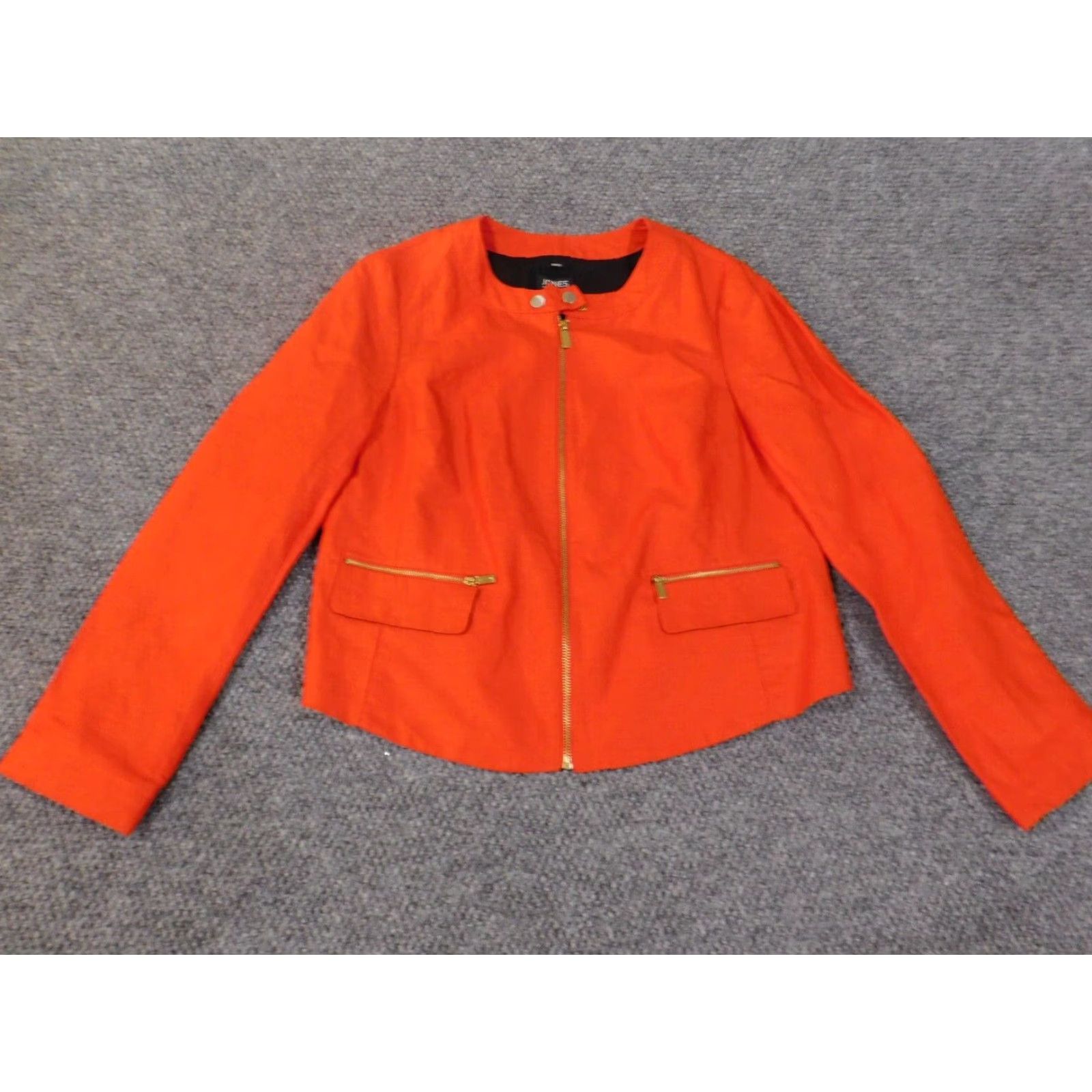 Jones New York Jones New York Jacket Womens 10 Orange Zip Sleeveless Stretch Linen Casual Plus Size Beach Basic Jacket Mens? Ladies? Size L / US 10 / IT 46 - 2 Thumbnail