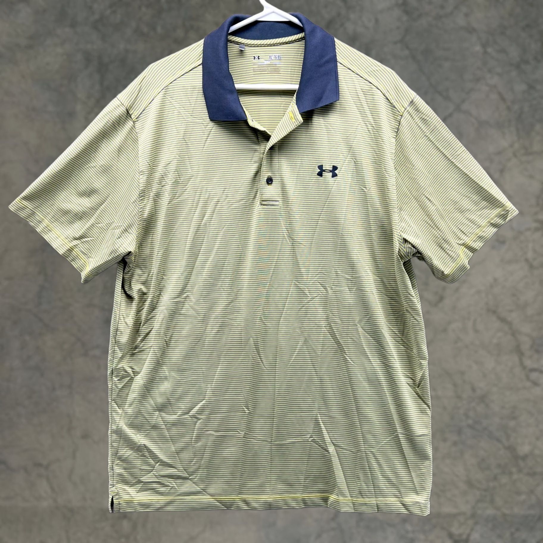 Under Armour Under Armour Polo Shirt Mens XL Green Blue Striped Knit Short Sleeve Button Collared Golf Preppy Casual Size US XL / EU 56 / 4 - 1 Thumbnail