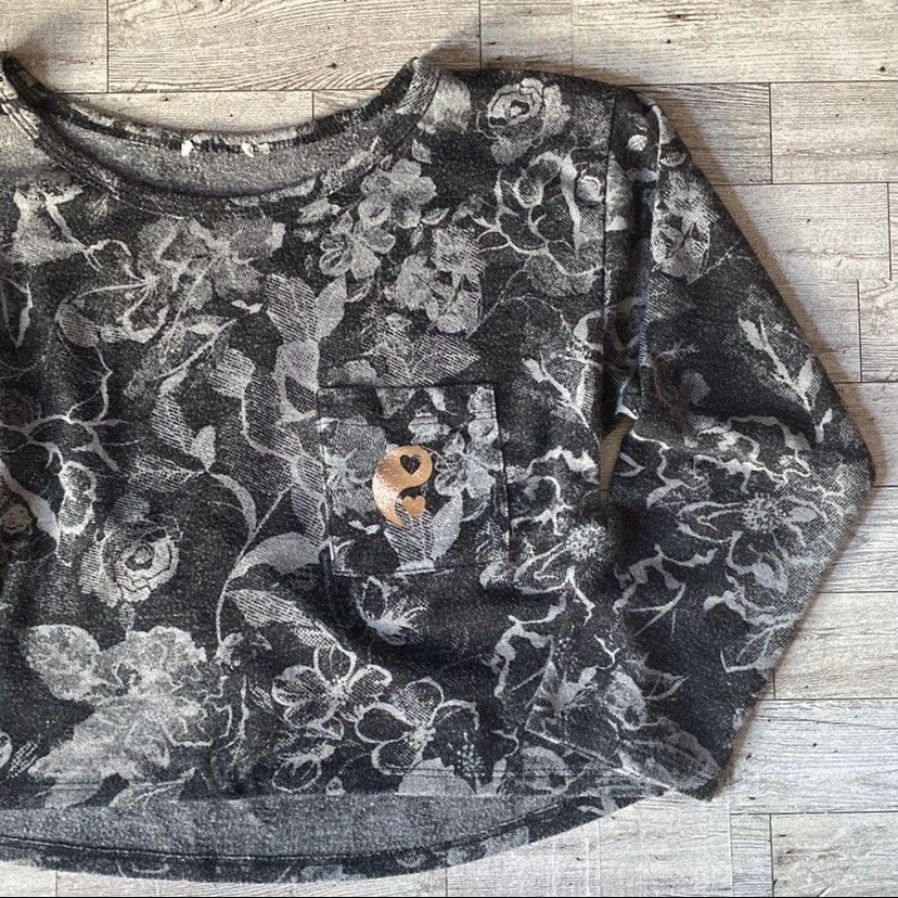 Vintage Y2K, Floral, Monochrome, Ying Yang, Cropped, Knit 3/4 Sleeve Size S / US 4 / IT 40 - 5 Thumbnail