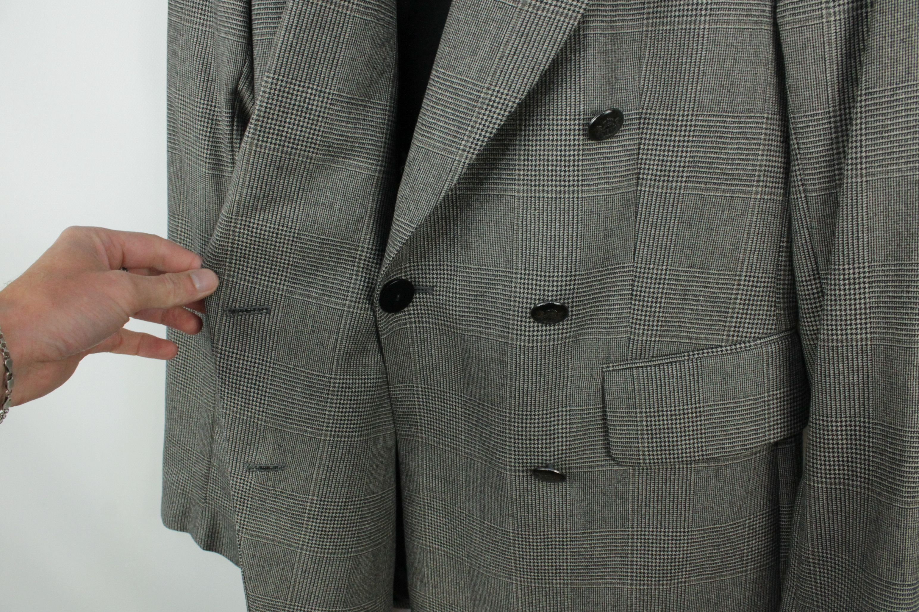 Massimo Dutti Massimo Dutti Double-Breasted Gray Check Wool Blazer Jacket Size S / US 4 / IT 40 - 7 Thumbnail