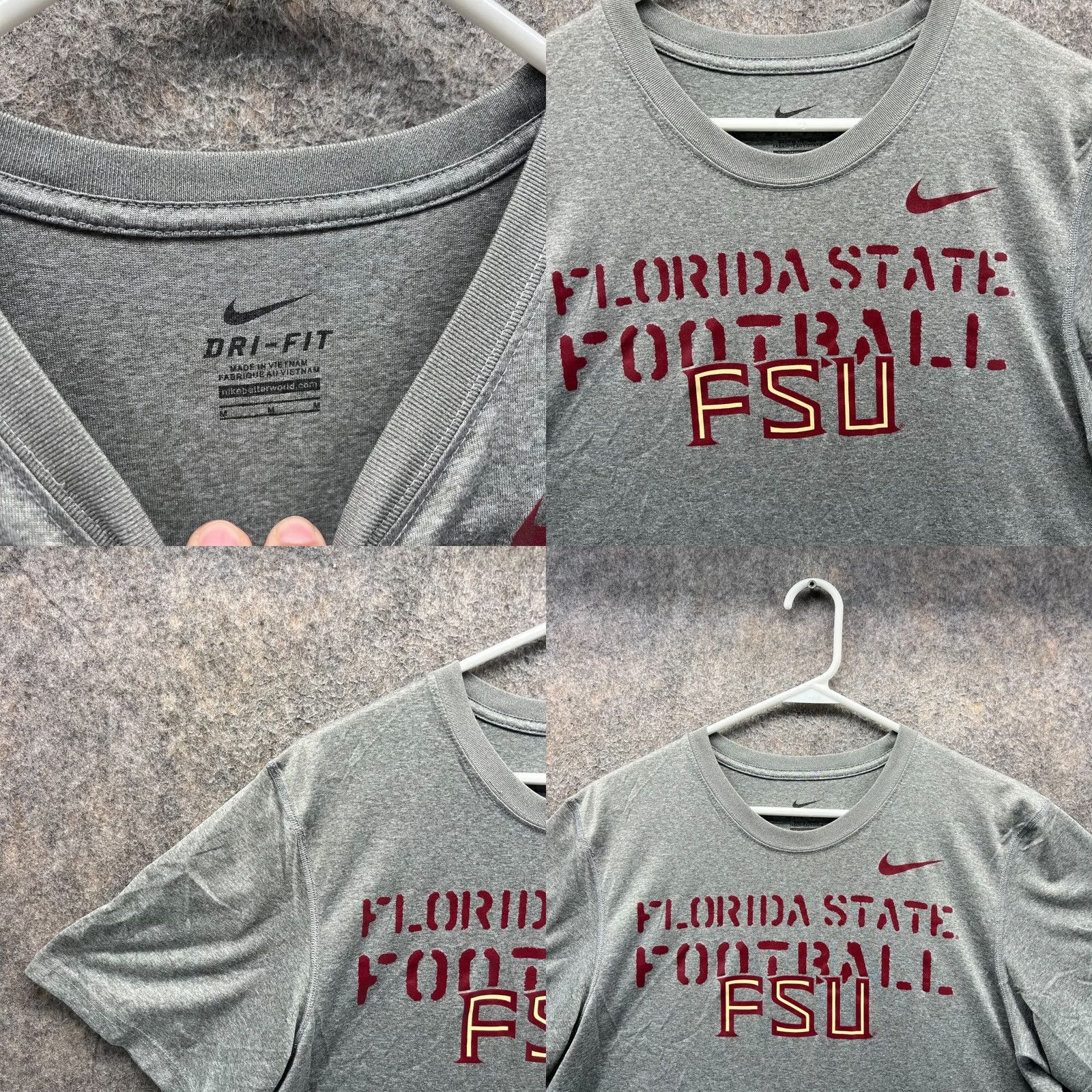 Nike VINTAGE Nike Shirt Men Medium Gray Dri Fit Florida State University FSU Football Swoosh Shirt Mens M Gray Nike Dri-FIT Logo 90s Football Size US M / EU 48-50 / 2 - 8 Thumbnail